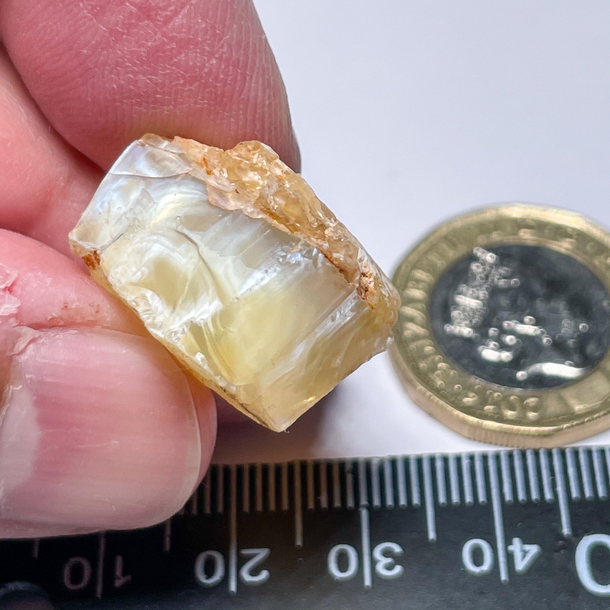 24.44Ct Opal Tanzania Untreated Unheated From A 1999 Deposit Chatoyant (White Pearly Cats-Eye