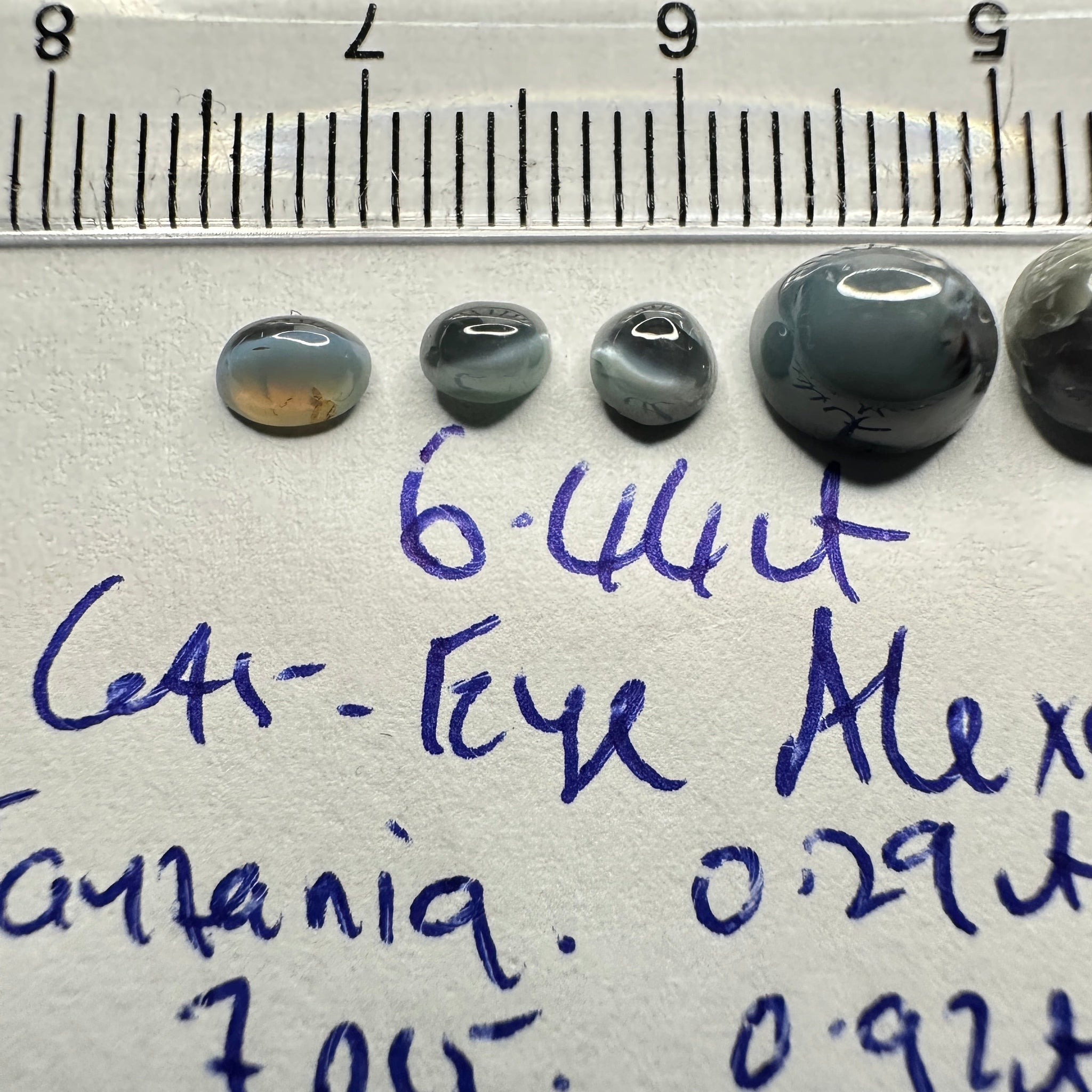 6.44Ct Cats-Eye Alexandrite Lot Tanzania Untreated Unheated. 0.29Ct-1.87Ct. 7Pcs 0.92Ct Average