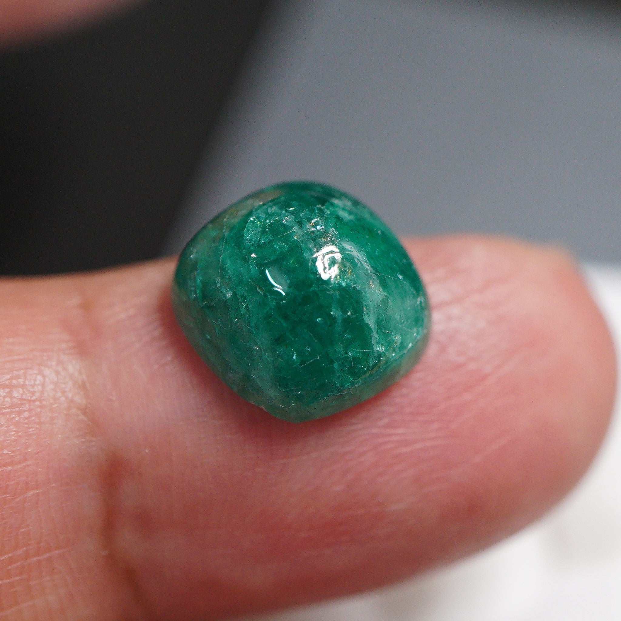 5.31Ct Tanzanian Emerald Cabochon No Oil Untreated Unheated