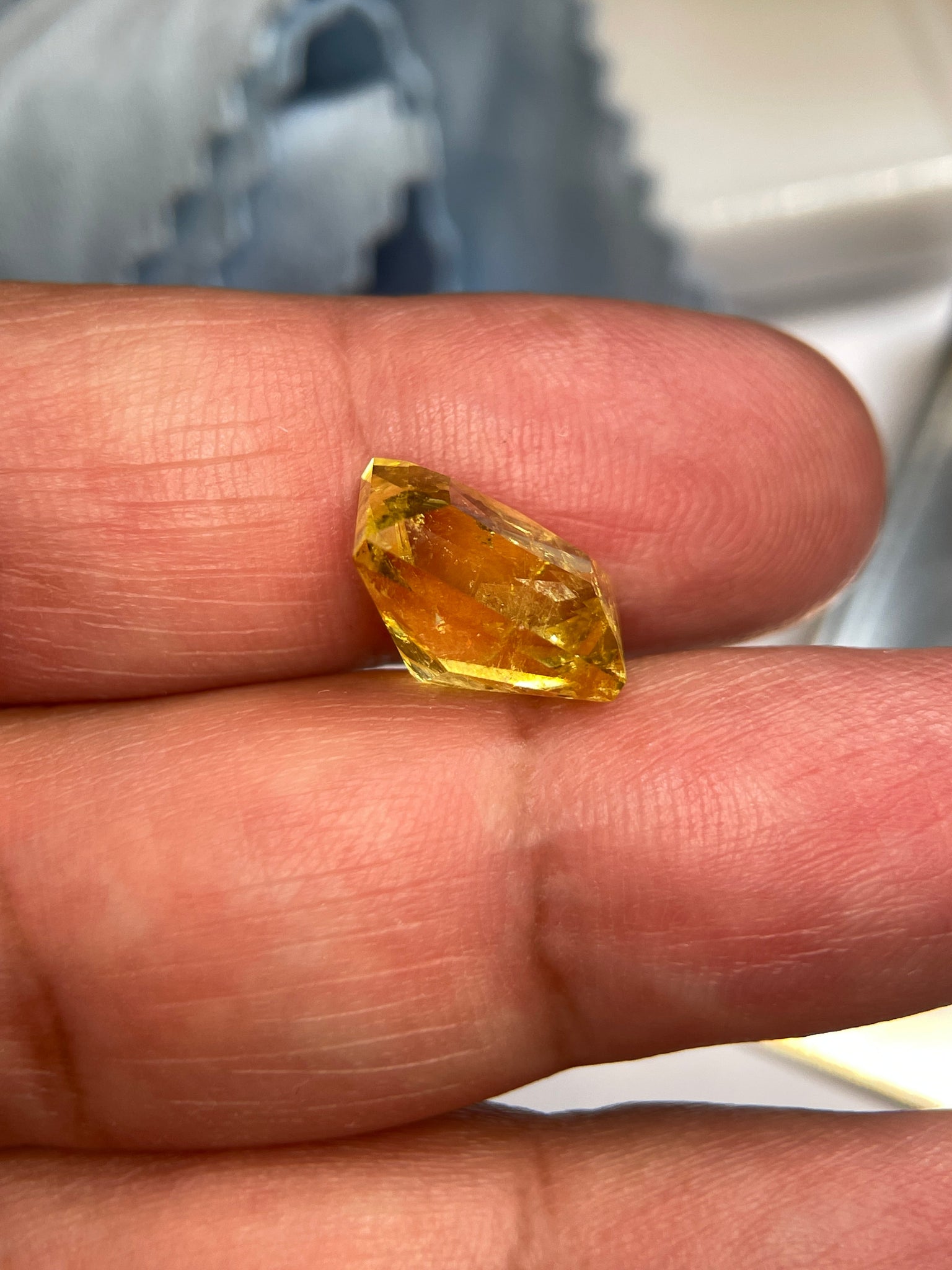 8.035Ct Vivid Intense Yellow Golden Danburite Tanzania Untreated Unheated. Slightly Included. Super