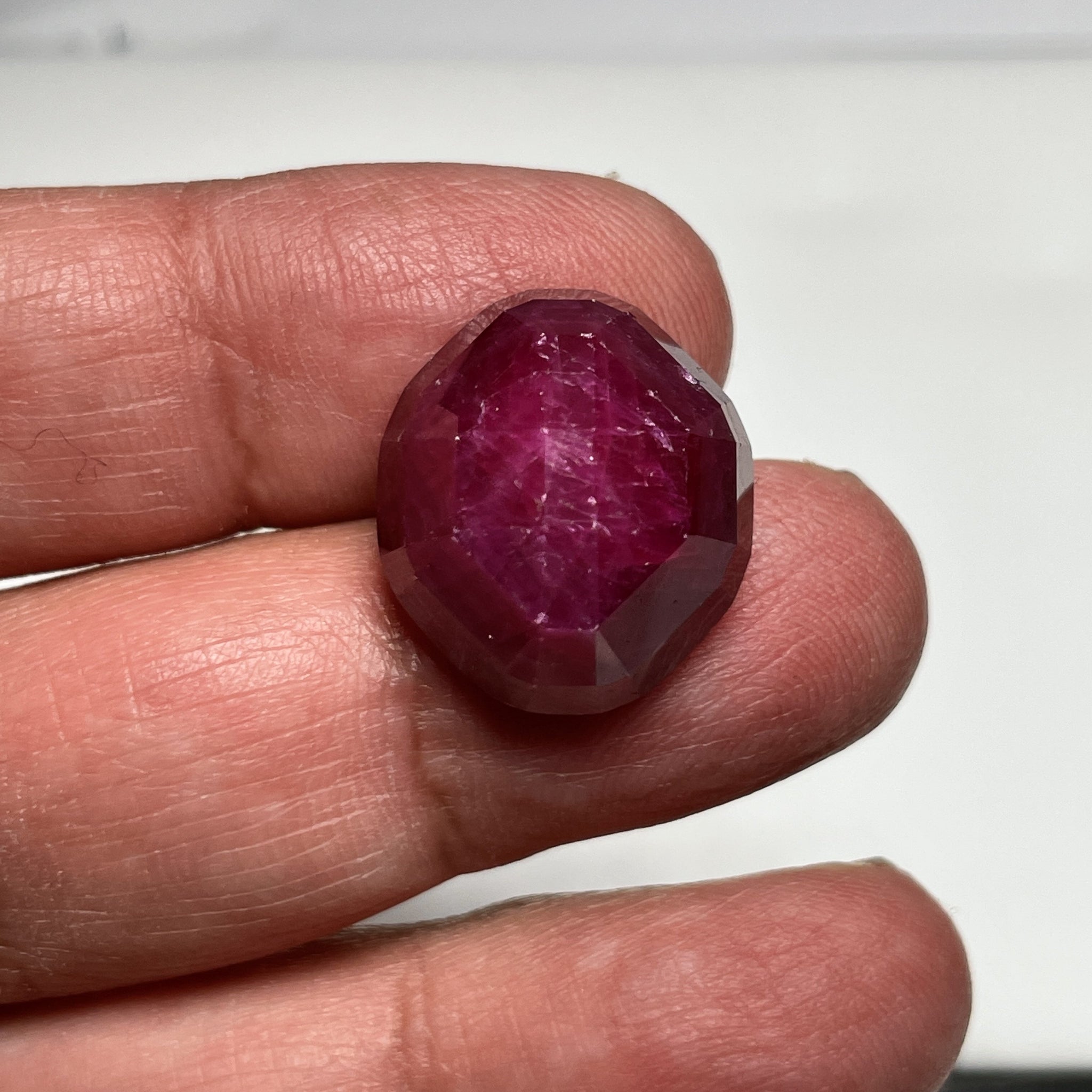 36.89Ct Faceted Ruby Cab Longido Tanzania Untreated Unheated. 19 X 17 10.5Mm