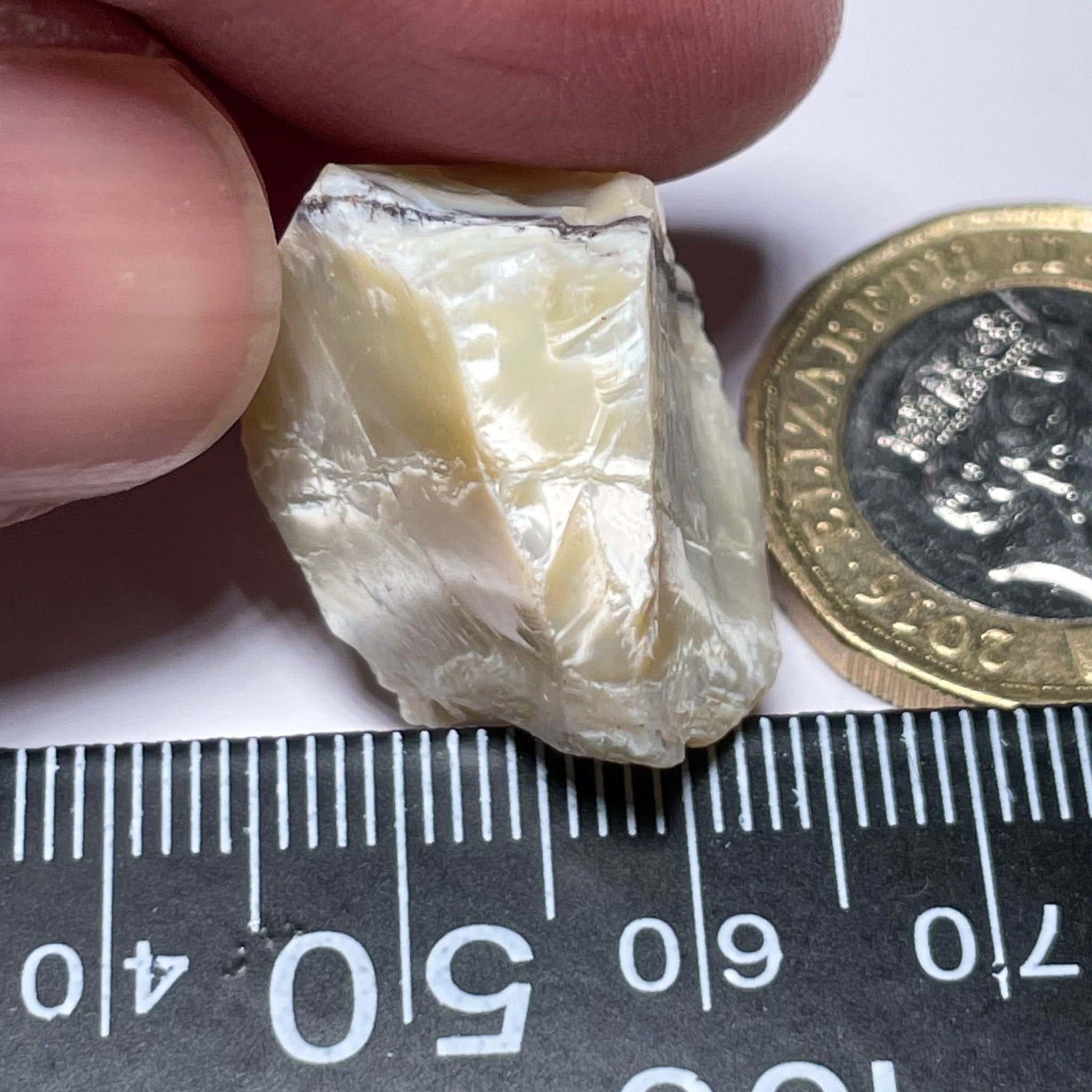 27.39Ct Opal Tanzania Untreated Unheated From A 1999 Deposit Chatoyant (White Pearly Cats-Eye