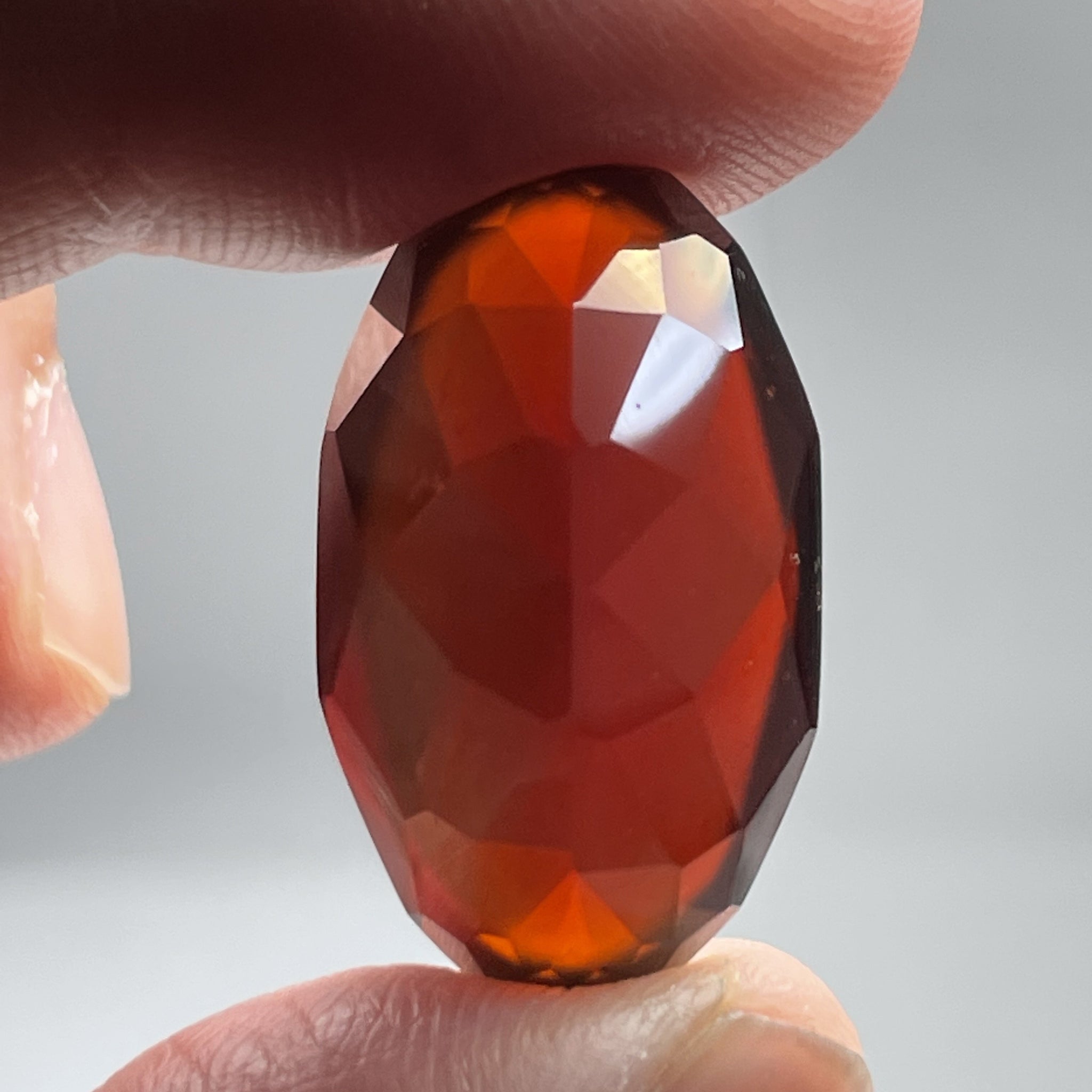 36.49Ct Hessonite Garnet Tanzania Untreated Unheated. 25.2X 14.6 X 11 Mm Use Either Side.