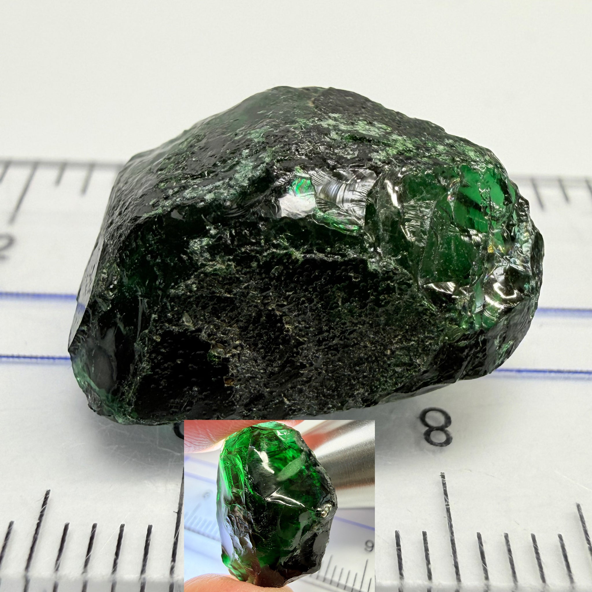 Chrome Tourmaline - very very dark, 16.74ct, Laletema, Tanzania, Untreated Unheated, vvs-if, but very dark unless you find a way to heat it to lighten the colour