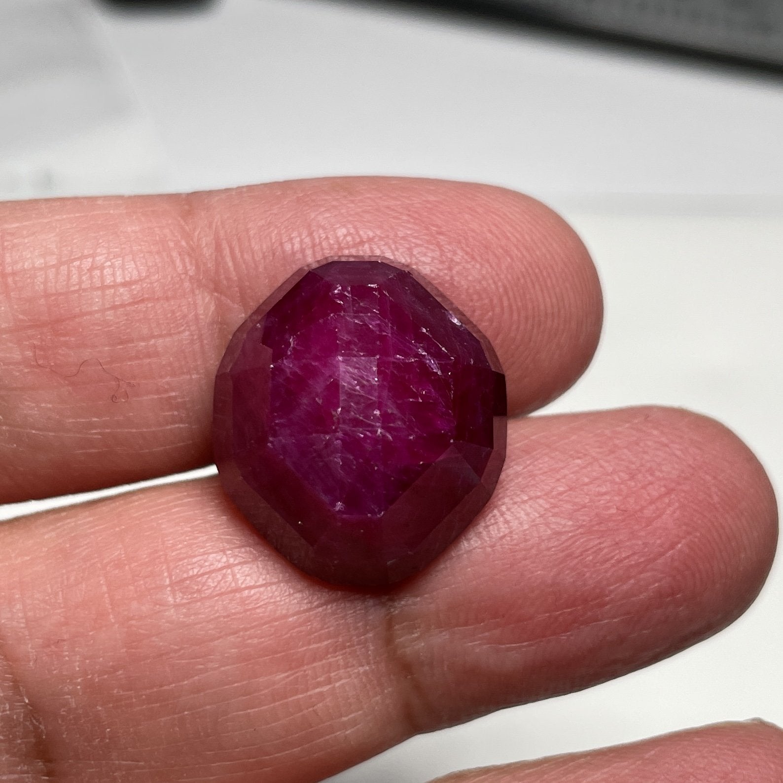 36.89Ct Faceted Ruby Cab Longido Tanzania Untreated Unheated. 19 X 17 10.5Mm