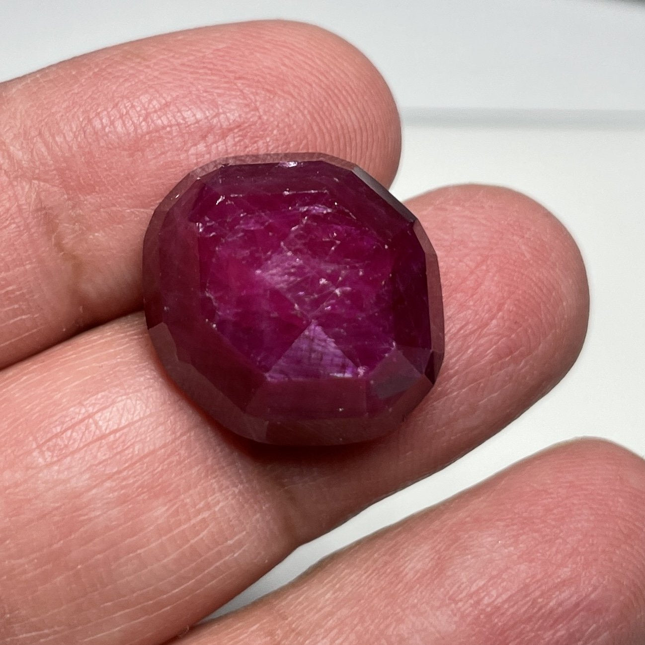 36.89Ct Faceted Ruby Cab Longido Tanzania Untreated Unheated. 19 X 17 10.5Mm