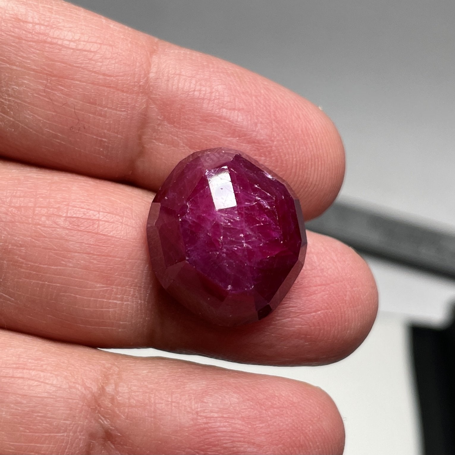36.89Ct Faceted Ruby Cab Longido Tanzania Untreated Unheated. 19 X 17 10.5Mm