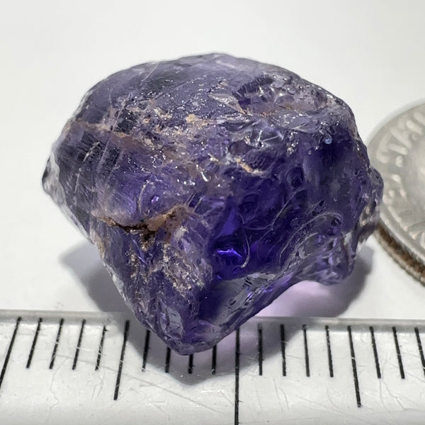 12.14ct Purple Scapolite Crystal, Tanzania, Untreated Unheated. Has a dividing crack, will need to be sawed, one side will be vvs-if clean, the other will be the same but will need some inclusions on the outside removed.