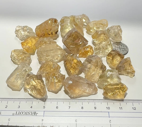24hrs Only Deal 137.60gm / 688ct Untreated Citrine from Zambia, Unheated, Untreated, 25 pcs, 27.52ct average size. Clean VVS-IF with slight issues on the outside that will need to be taken off on faceting while pre-forming