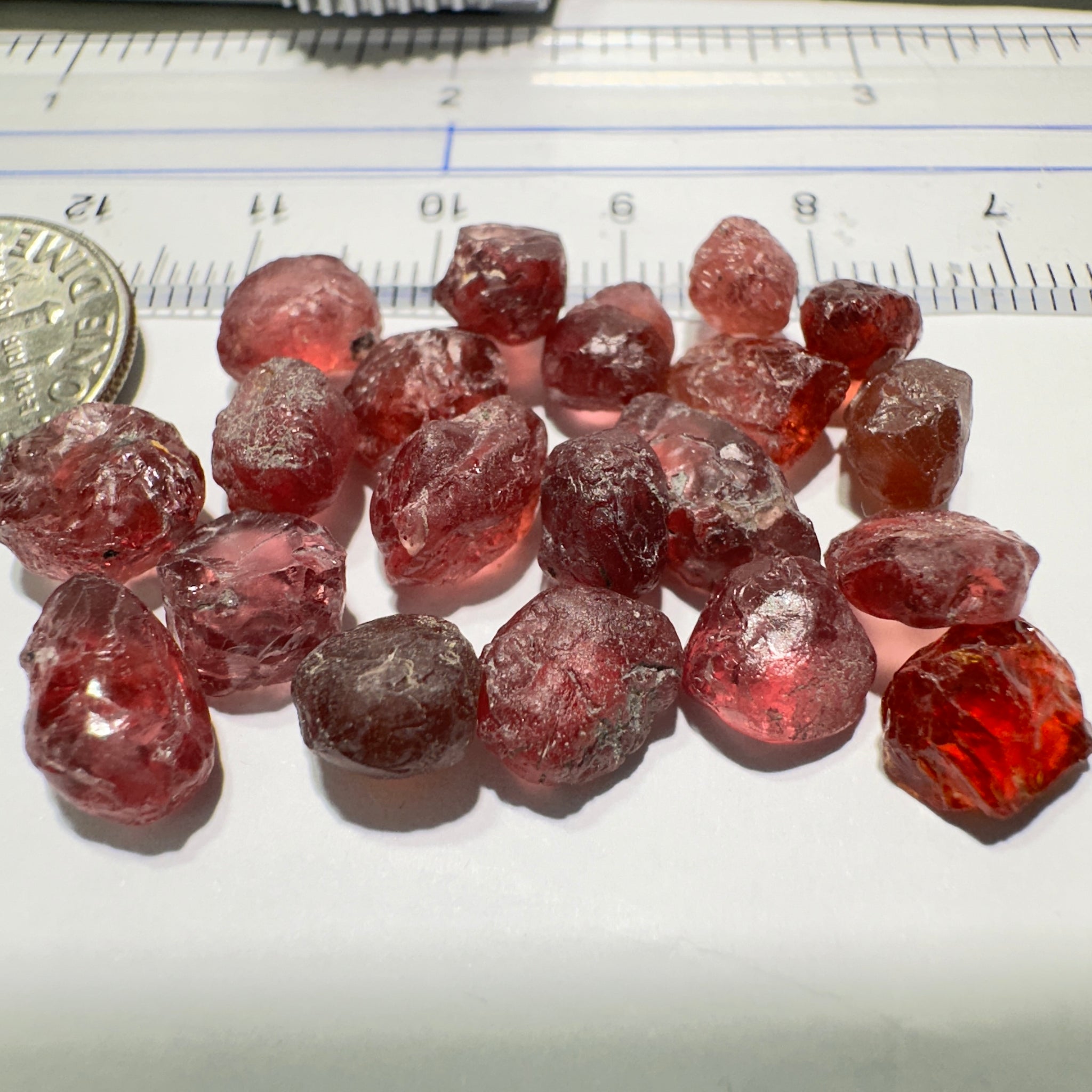 Champagne Garnet Lot, 52.37ct, Tanzania. 1.37ct-4.26ct. Included, Untreated Unheated