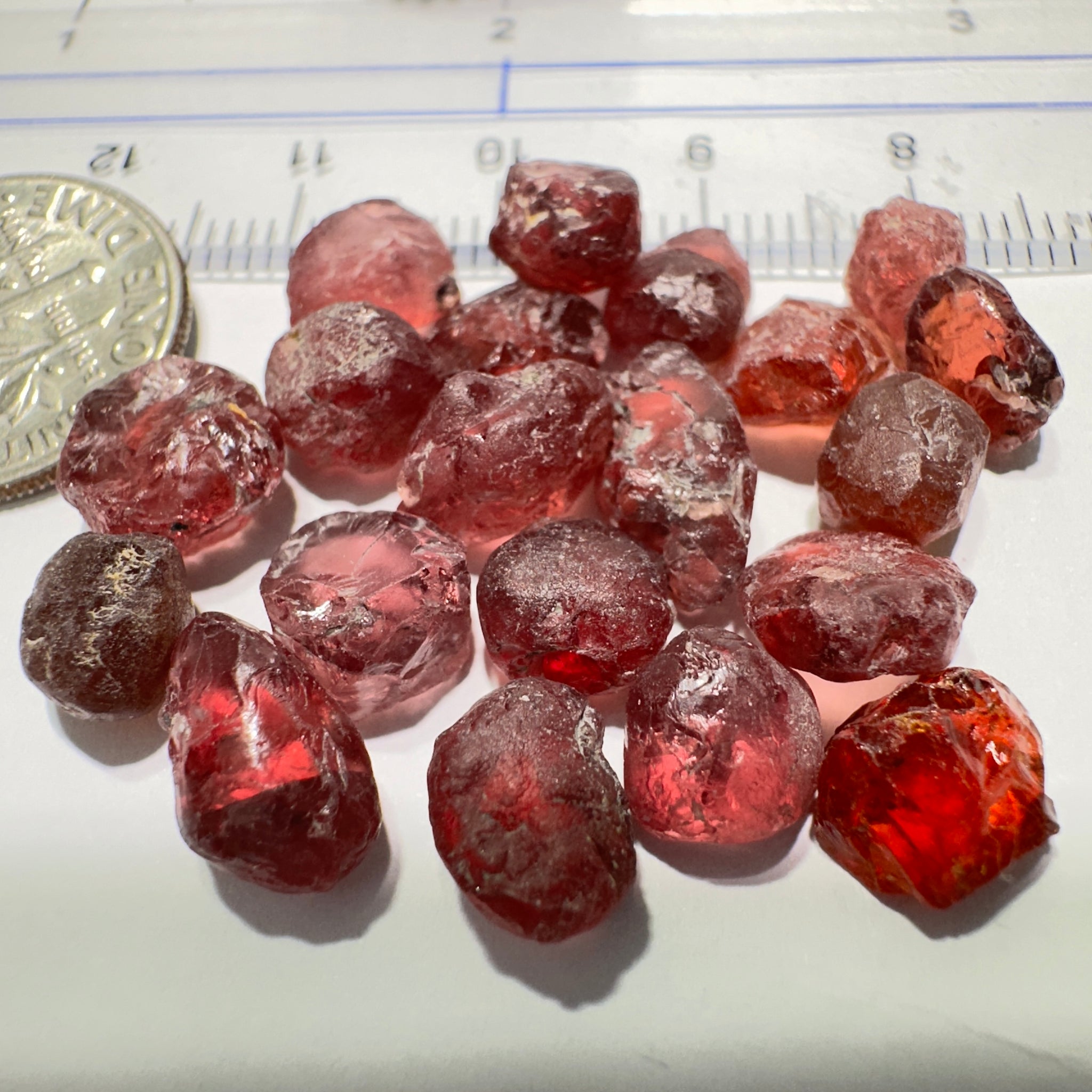 Champagne Garnet Lot, 52.37ct, Tanzania. 1.37ct-4.26ct. Included, Untreated Unheated