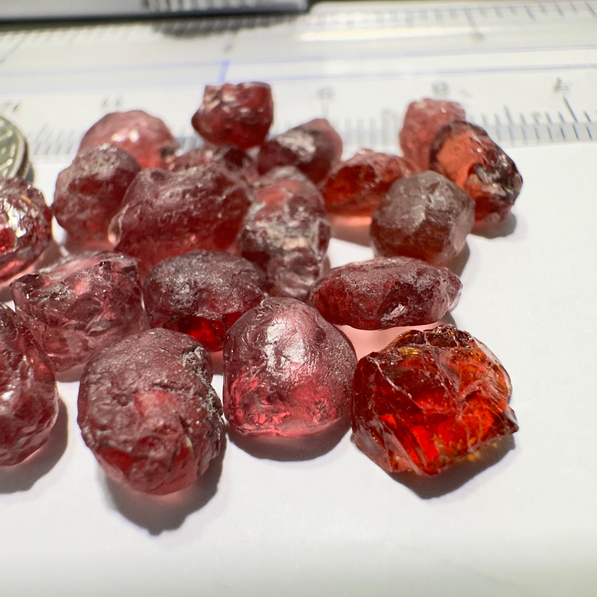 Champagne Garnet Lot, 52.37ct, Tanzania. 1.37ct-4.26ct. Included, Untreated Unheated