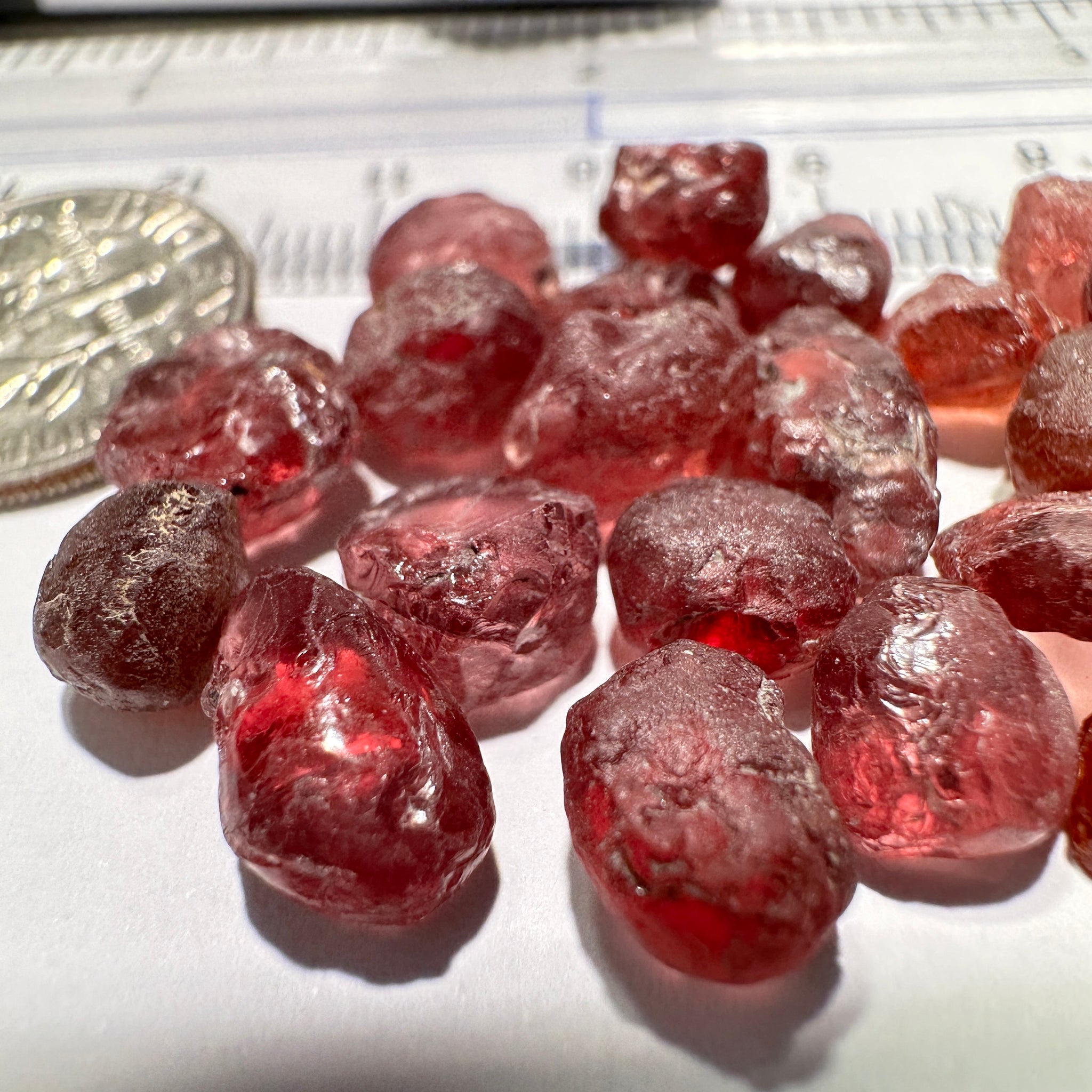 Champagne Garnet Lot, 52.37ct, Tanzania. 1.37ct-4.26ct. Included, Untreated Unheated