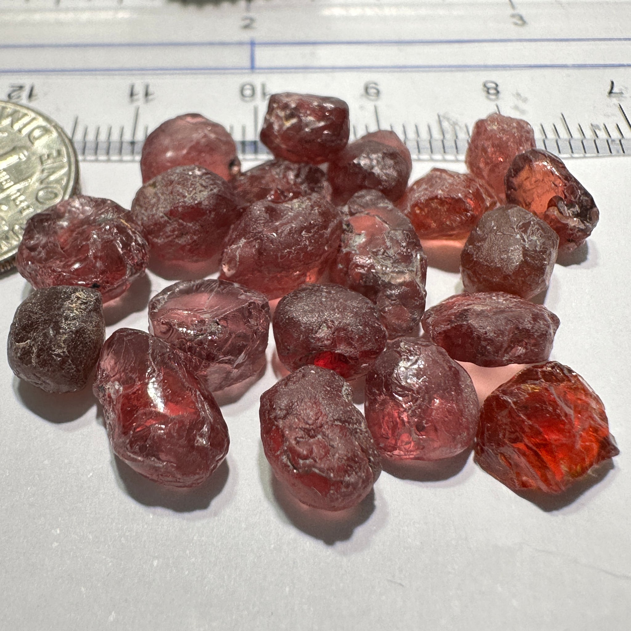 Champagne Garnet Lot, 52.37ct, Tanzania. 1.37ct-4.26ct. Included, Untreated Unheated