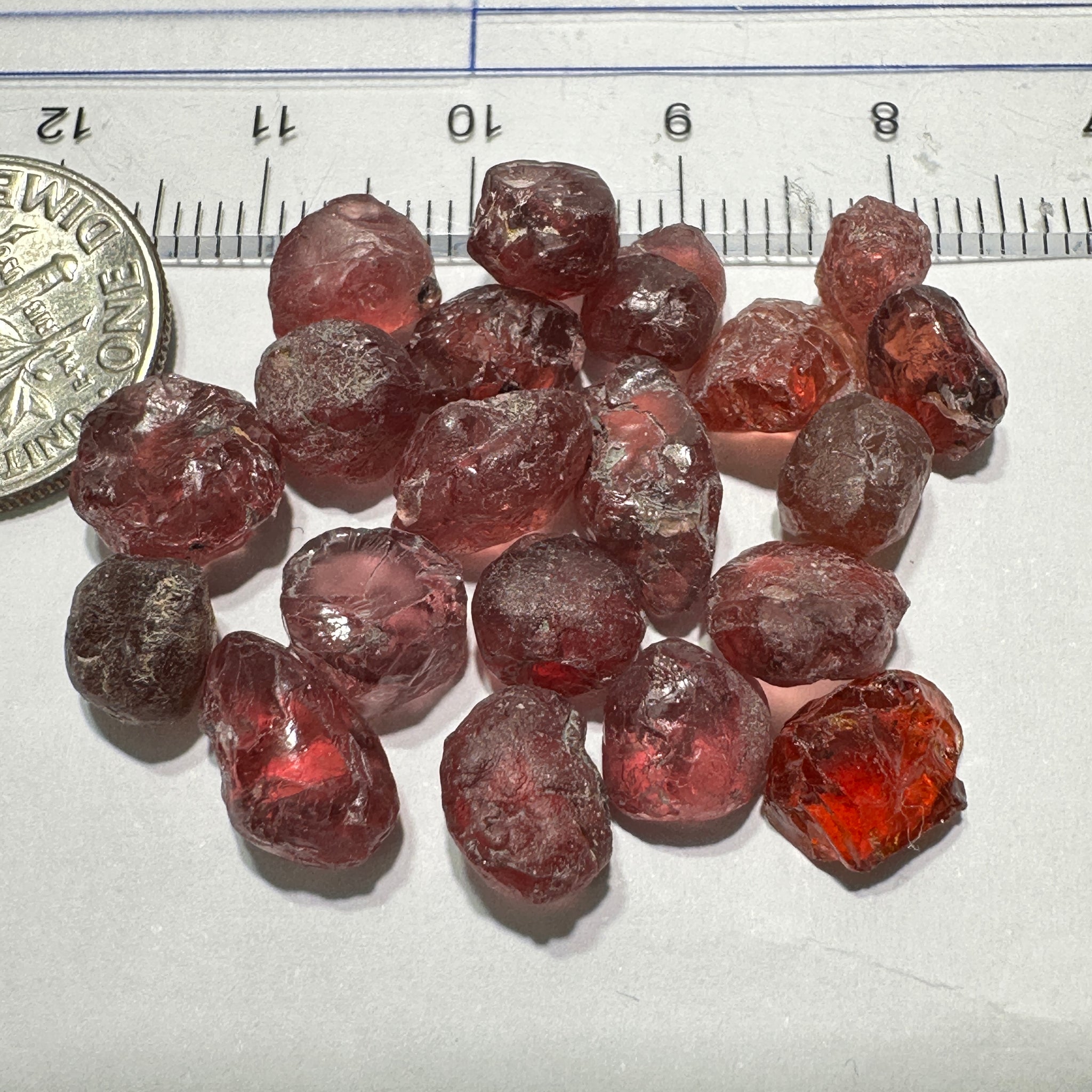 Champagne Garnet Lot, 52.37ct, Tanzania. 1.37ct-4.26ct. Included, Untreated Unheated