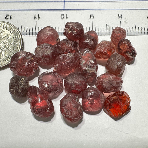 Champagne Garnet Lot, 52.37ct, Tanzania. 1.37ct-4.26ct. Included, Untreated Unheated