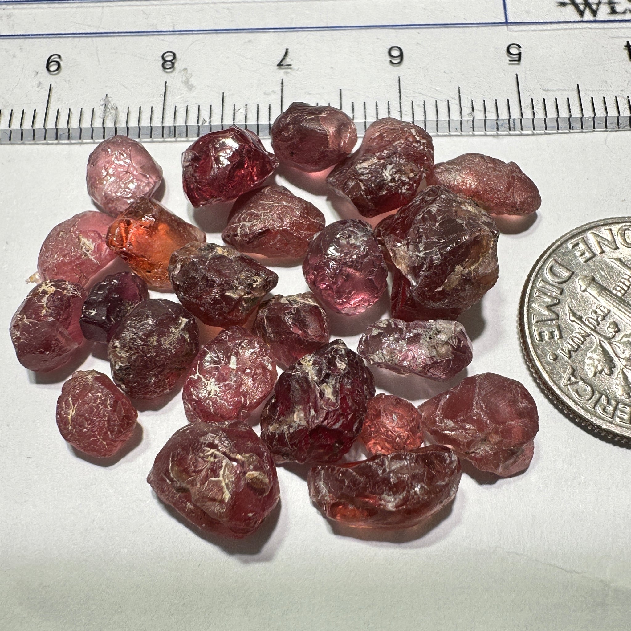 Champagne Garnet Lot, 53.82ct, Tanzania. 0.79ct-7.23ct. Included, Untreated Unheated
