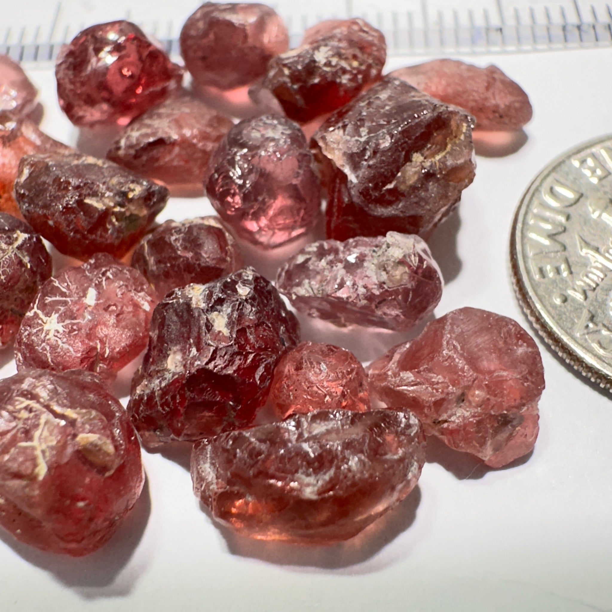 Champagne Garnet Lot, 53.82ct, Tanzania. 0.79ct-7.23ct. Included, Untreated Unheated