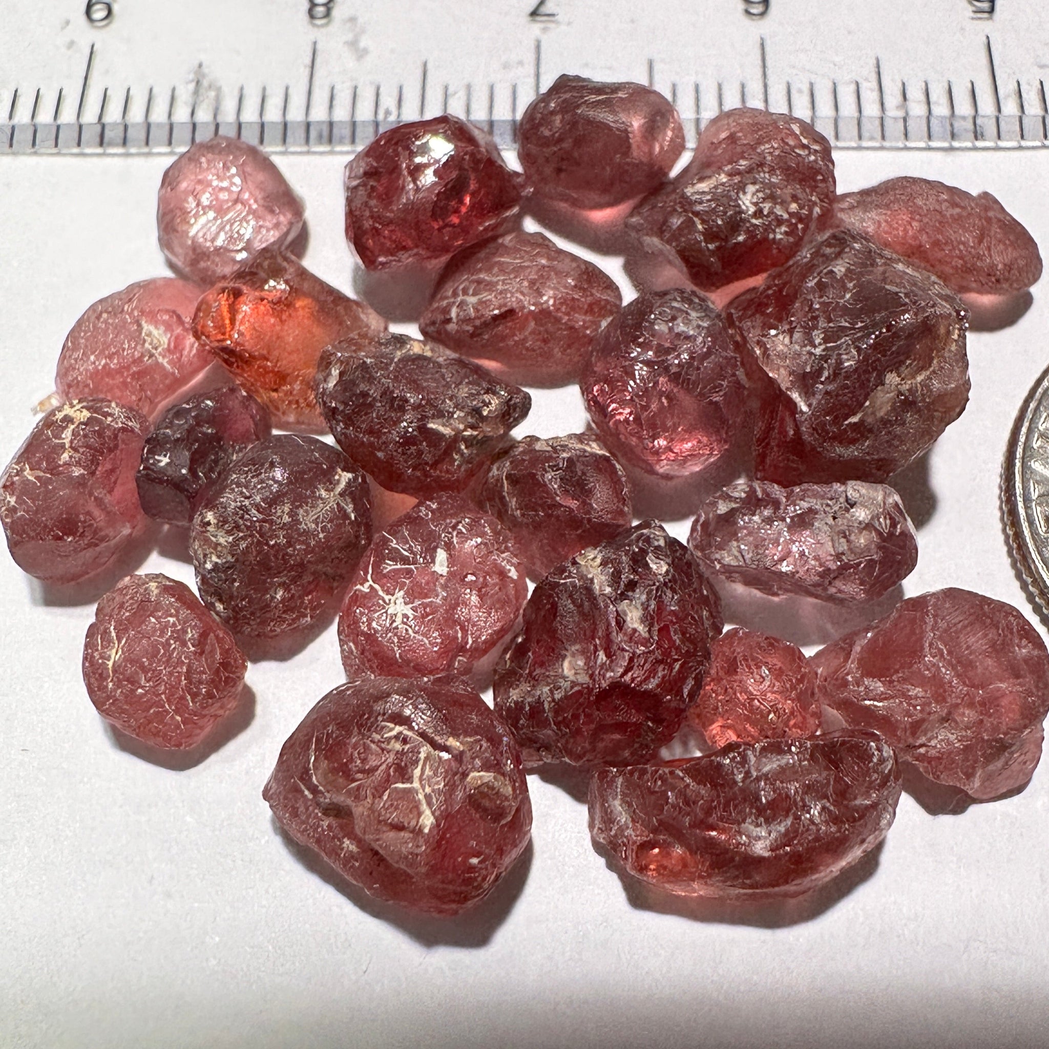 Champagne Garnet Lot, 53.82ct, Tanzania. 0.79ct-7.23ct. Included, Untreated Unheated