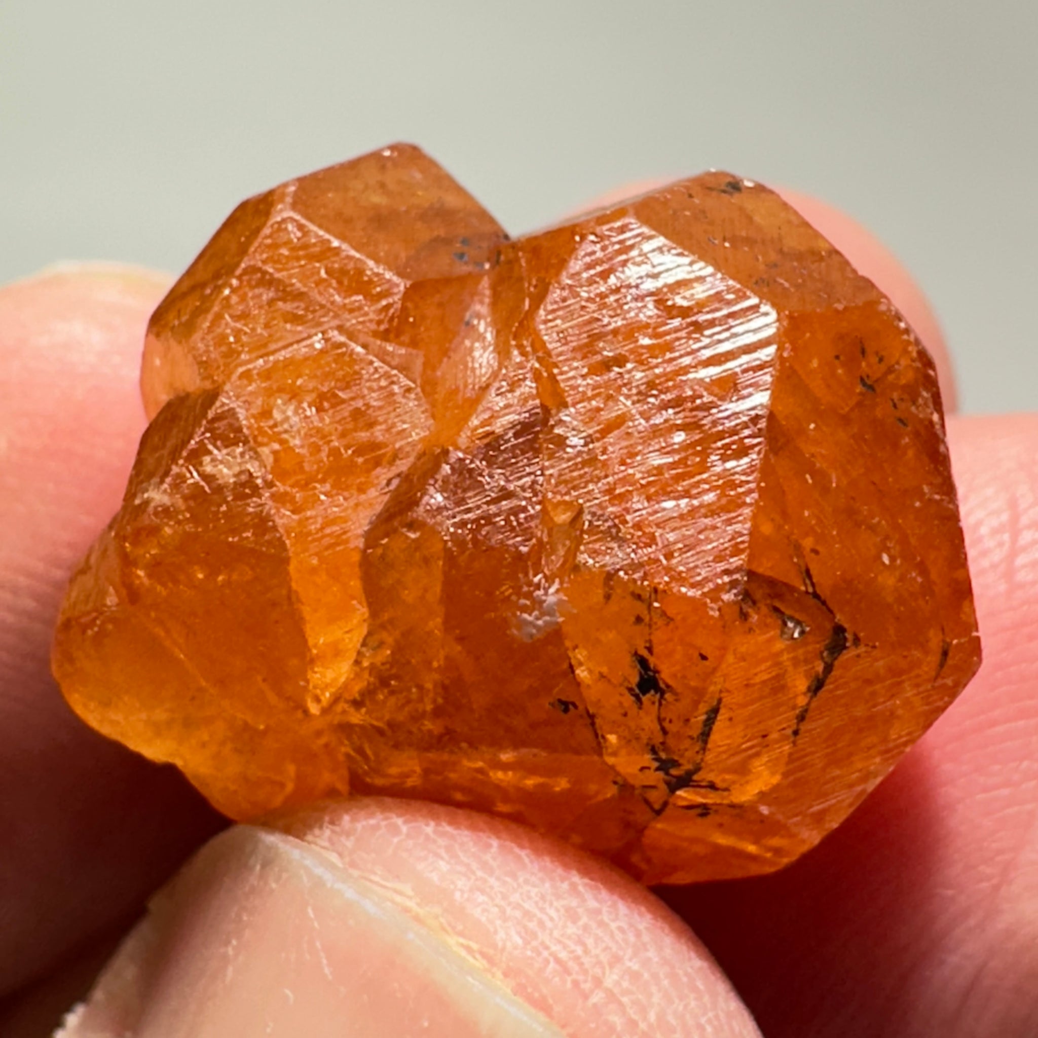 Mandarin Spessartite Garnet Crystal, 9.80gm / 49.00ct, Loliondo in Tanzania. 21.8 X 17 X 12.6mm, Untreated Unheated