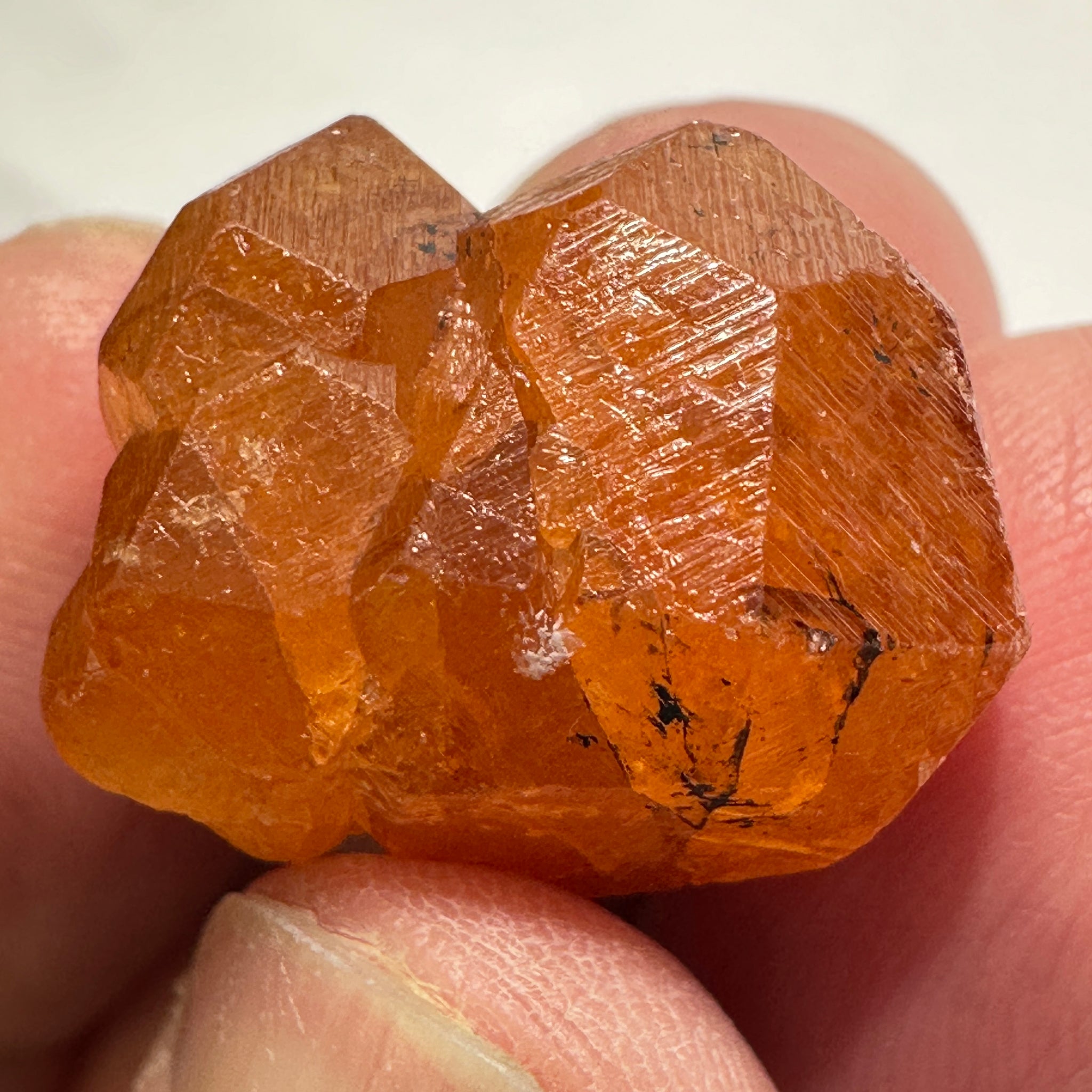 Mandarin Spessartite Garnet Crystal, 9.80gm / 49.00ct, Loliondo in Tanzania. 21.8 X 17 X 12.6mm, Untreated Unheated