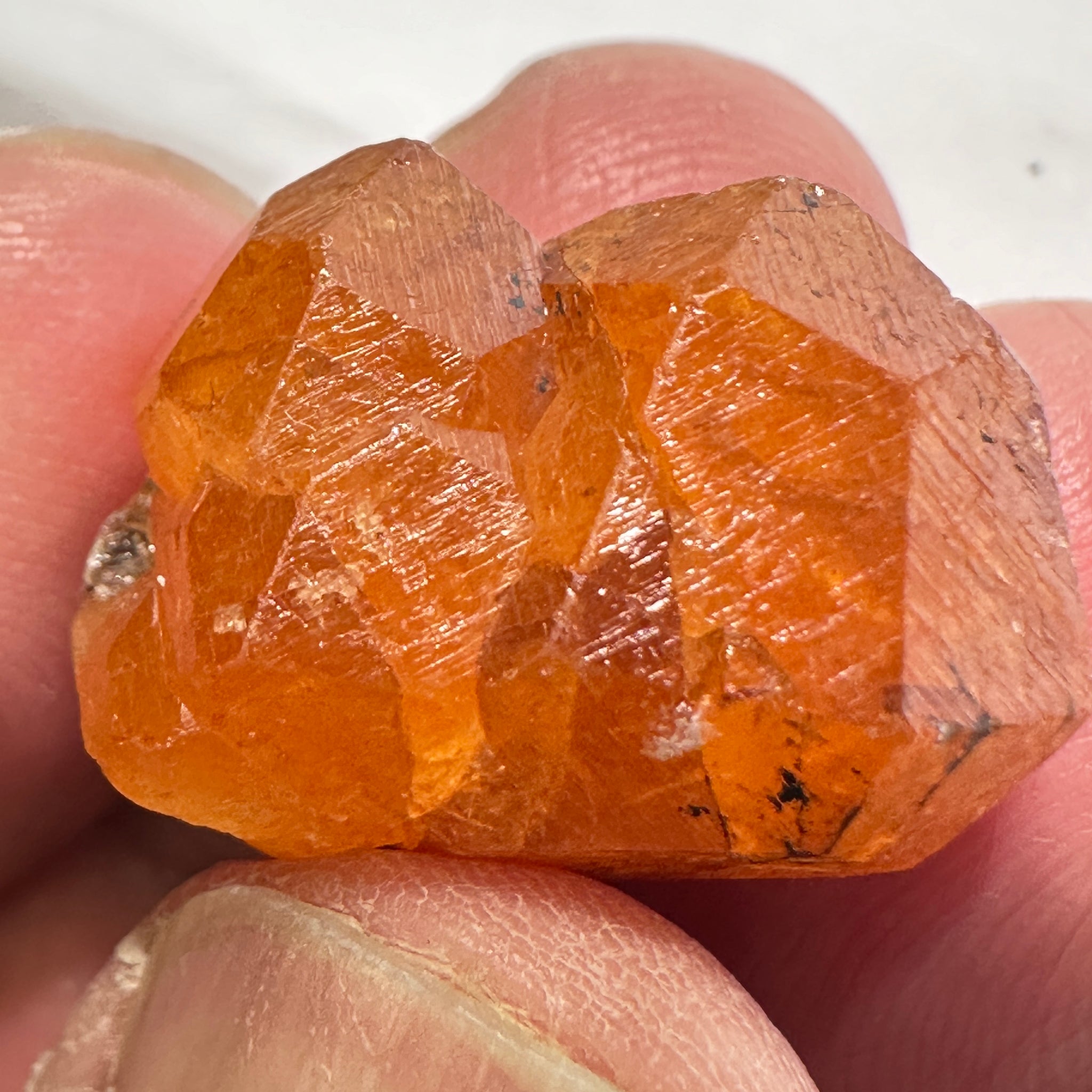 Mandarin Spessartite Garnet Crystal, 9.80gm / 49.00ct, Loliondo in Tanzania. 21.8 X 17 X 12.6mm, Untreated Unheated