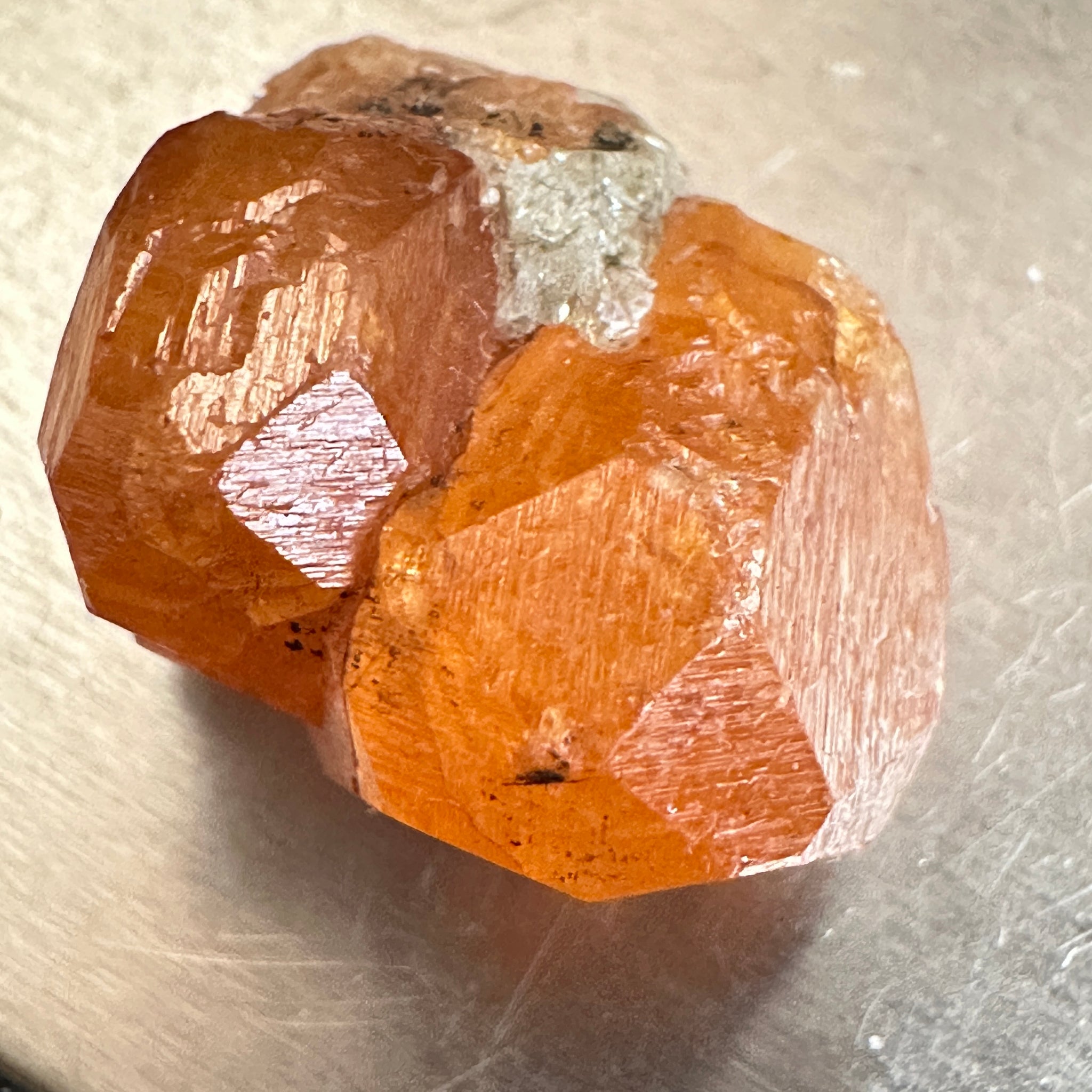 Mandarin Spessartite Garnet Crystal, 9.80gm / 49.00ct, Loliondo in Tanzania. 21.8 X 17 X 12.6mm, Untreated Unheated