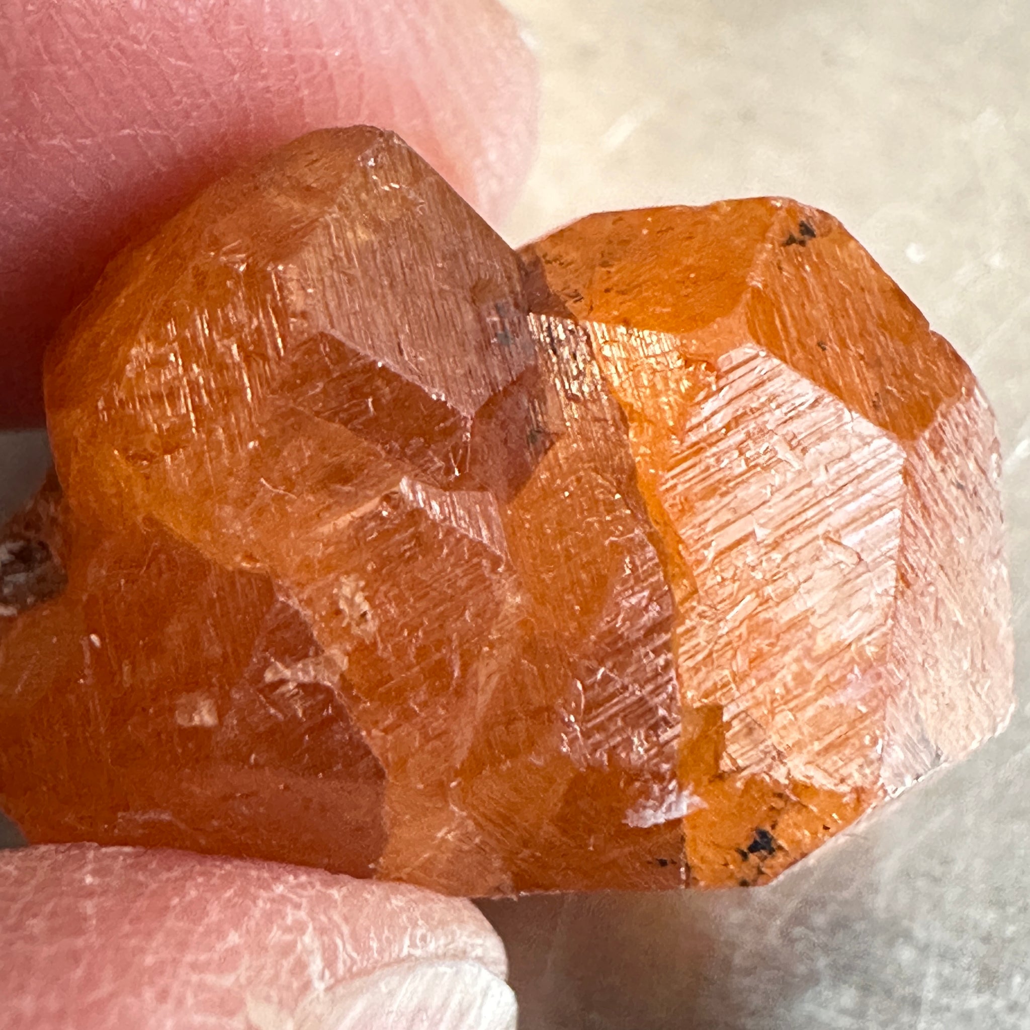 Mandarin Spessartite Garnet Crystal, 9.80gm / 49.00ct, Loliondo in Tanzania. 21.8 X 17 X 12.6mm, Untreated Unheated