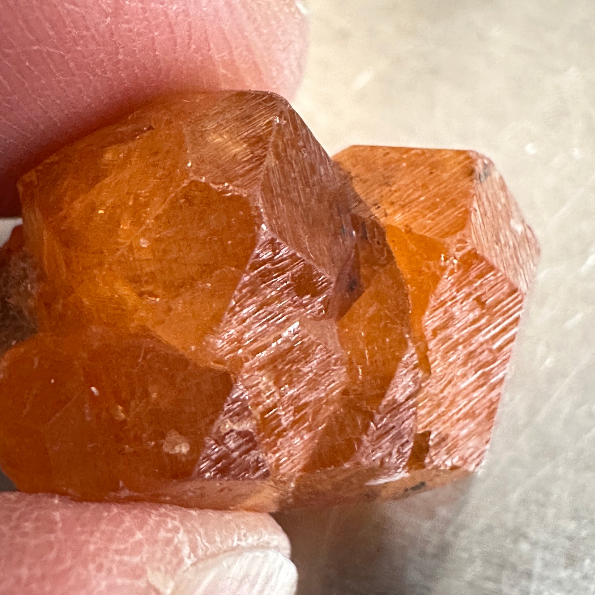 Mandarin Spessartite Garnet Crystal, 9.80gm / 49.00ct, Loliondo in Tanzania. 21.8 X 17 X 12.6mm, Untreated Unheated