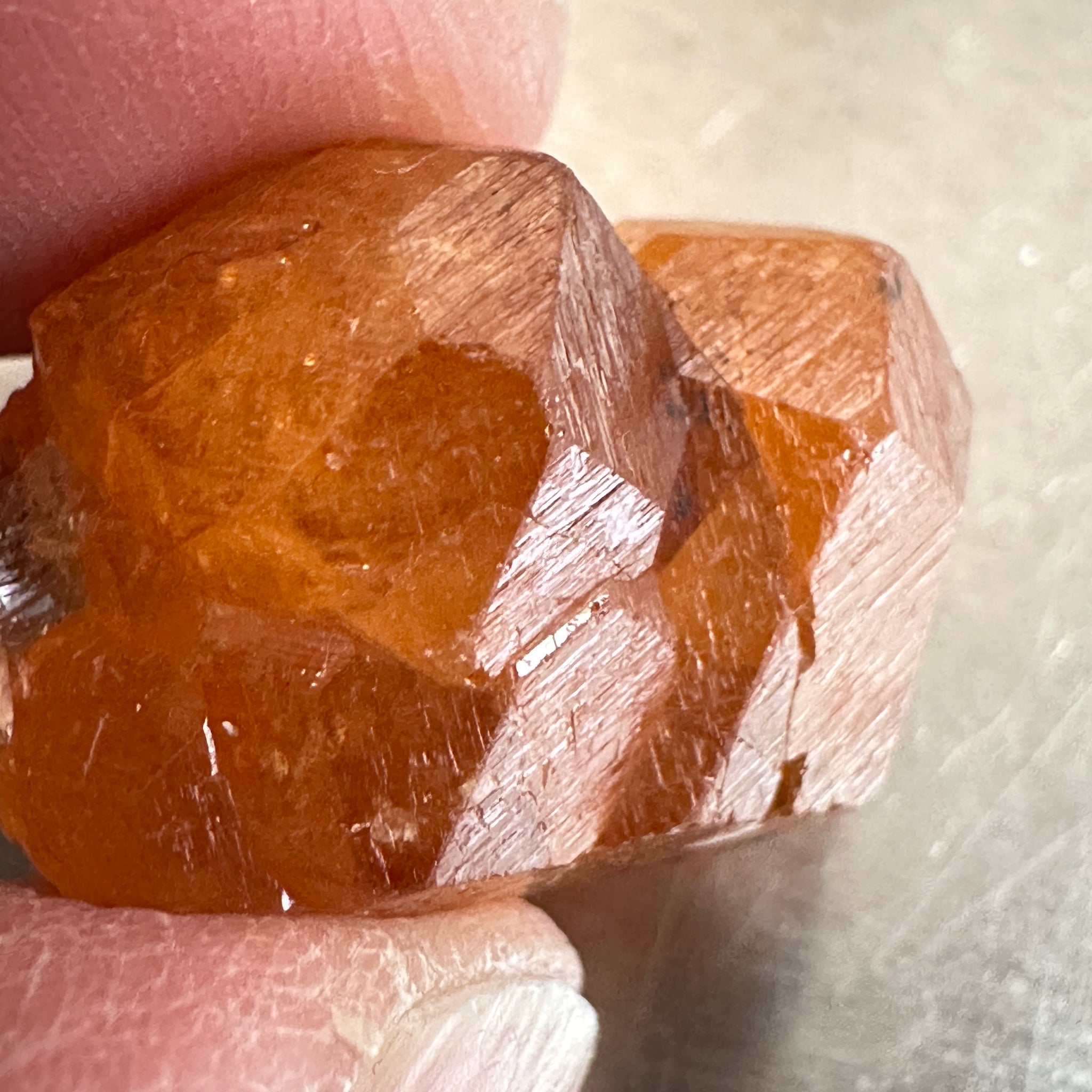 Mandarin Spessartite Garnet Crystal, 9.80gm / 49.00ct, Loliondo in Tanzania. 21.8 X 17 X 12.6mm, Untreated Unheated