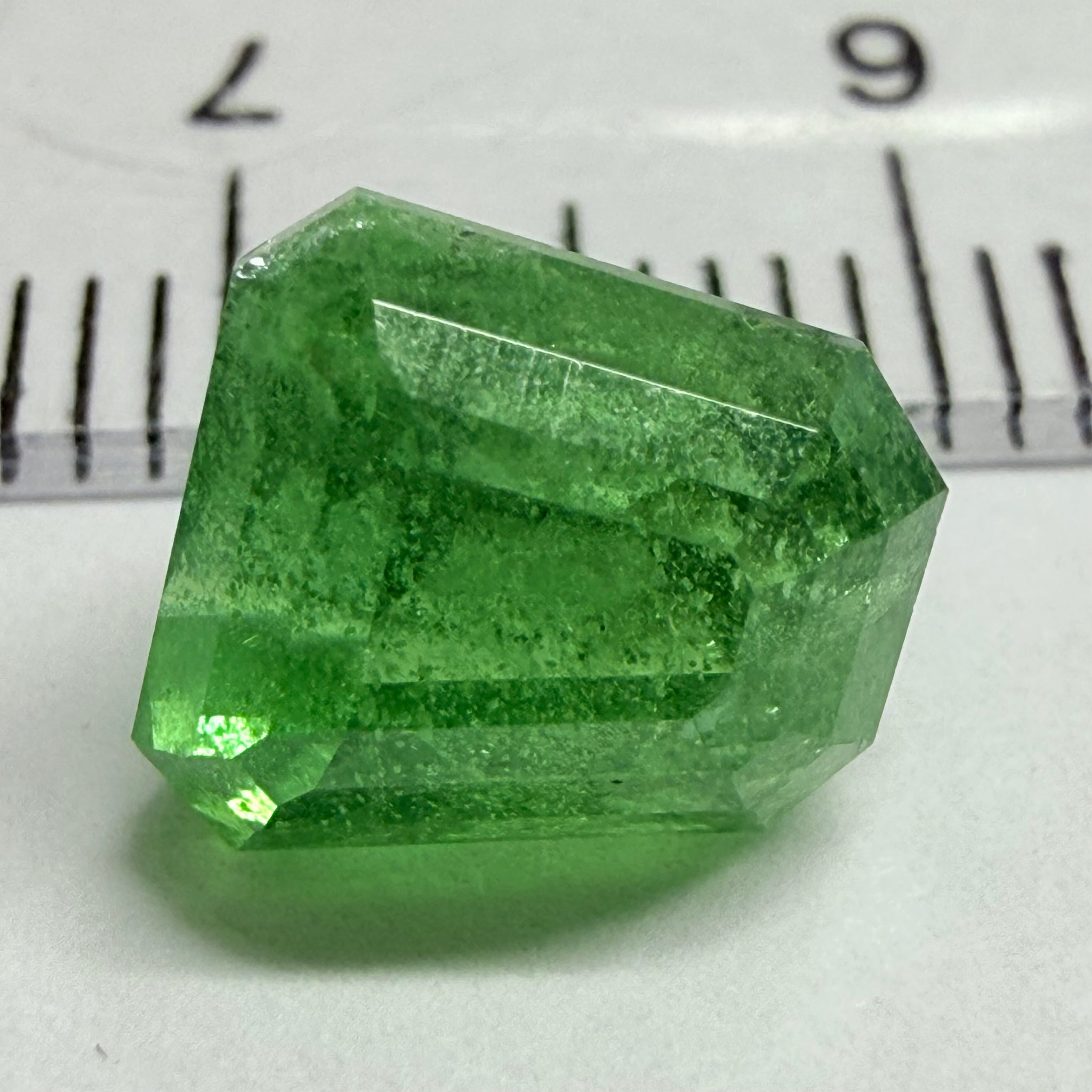 Tsavorite Garnet, Fancy Freeform Cut, 4.39ct, Tanzania, Untreated Unheated, typical sugary type inclusions