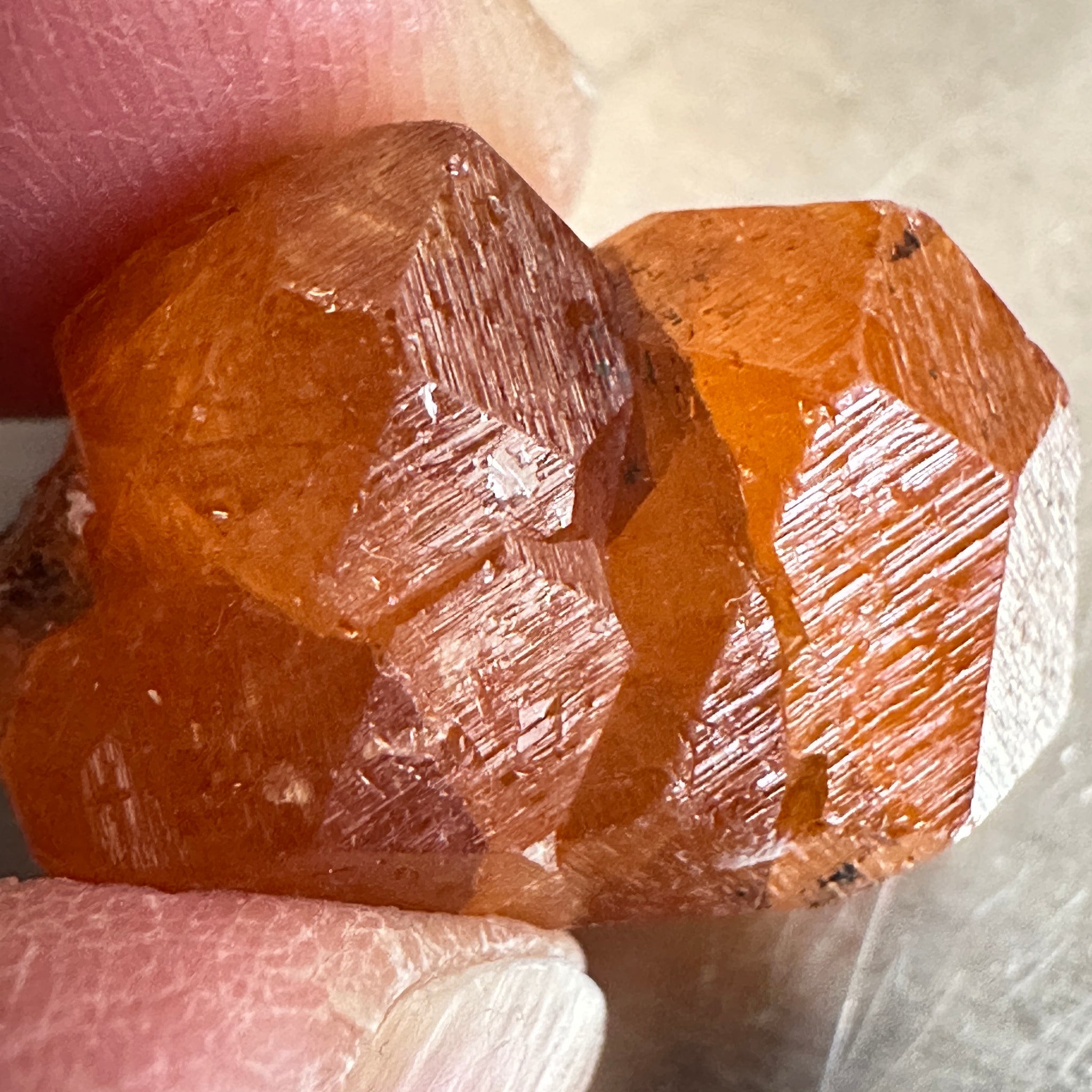 Mandarin Spessartite Garnet Crystal, 9.80gm / 49.00ct, Loliondo in Tanzania. 21.8 X 17 X 12.6mm, Untreated Unheated