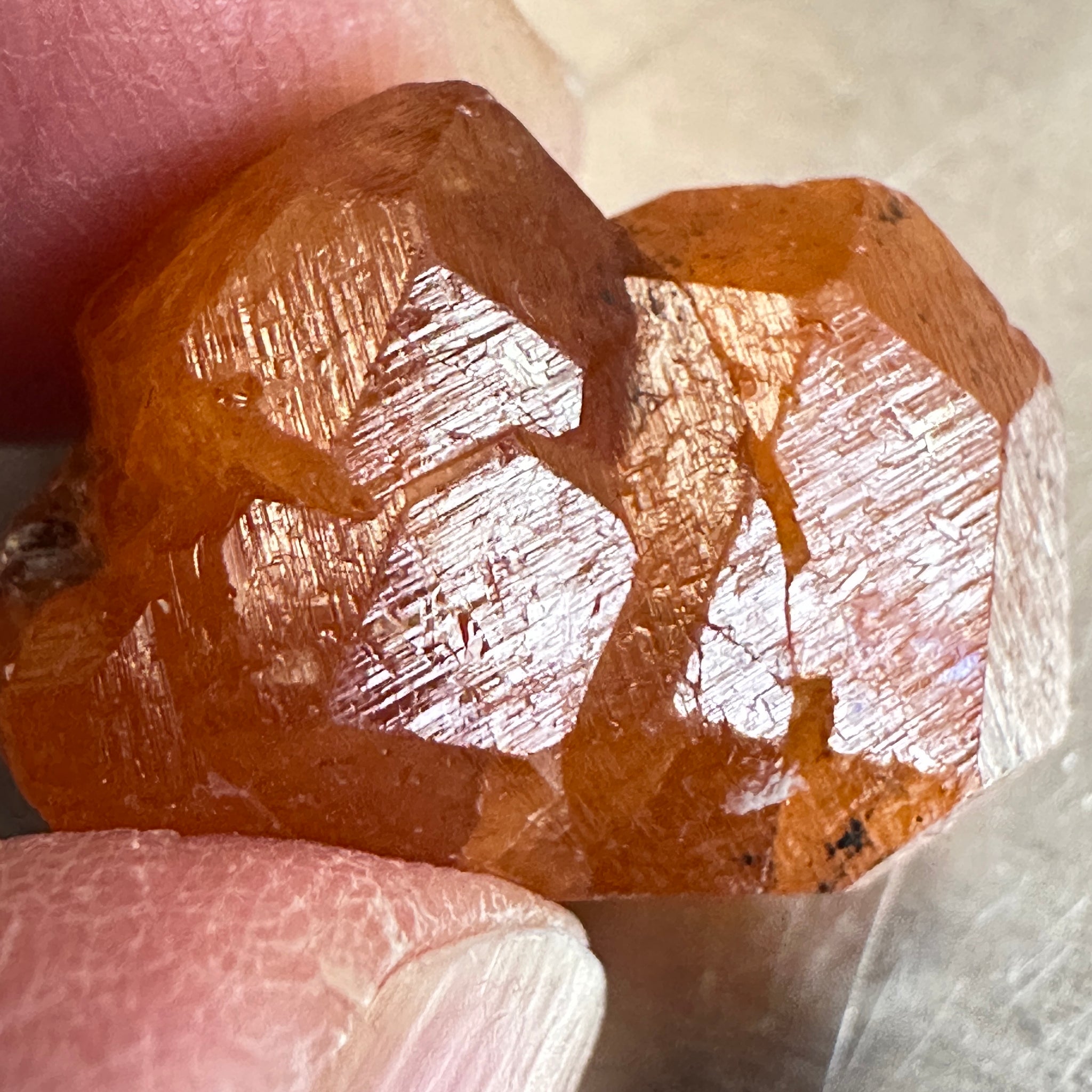 Mandarin Spessartite Garnet Crystal, 9.80gm / 49.00ct, Loliondo in Tanzania. 21.8 X 17 X 12.6mm, Untreated Unheated