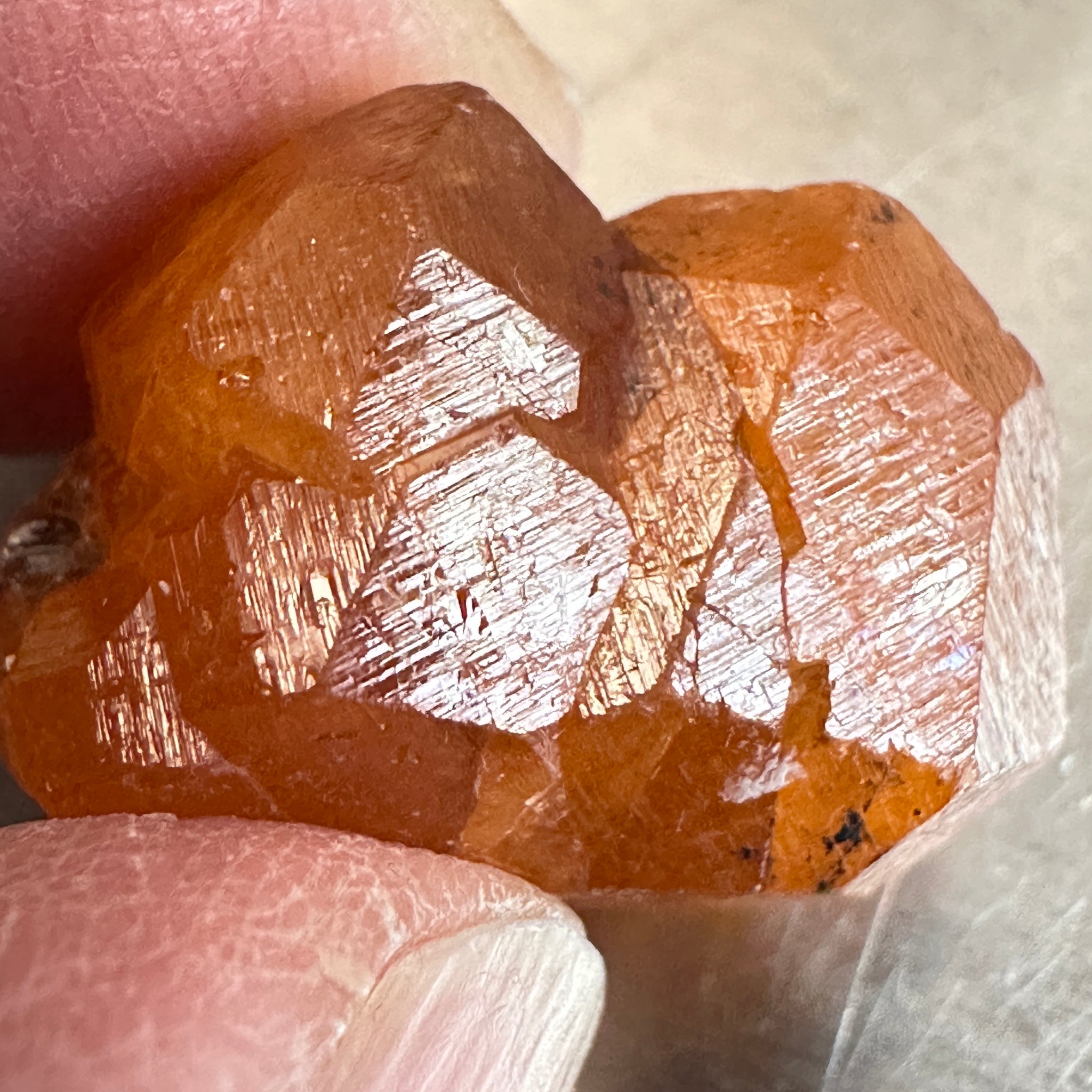 Mandarin Spessartite Garnet Crystal, 9.80gm / 49.00ct, Loliondo in Tanzania. 21.8 X 17 X 12.6mm, Untreated Unheated