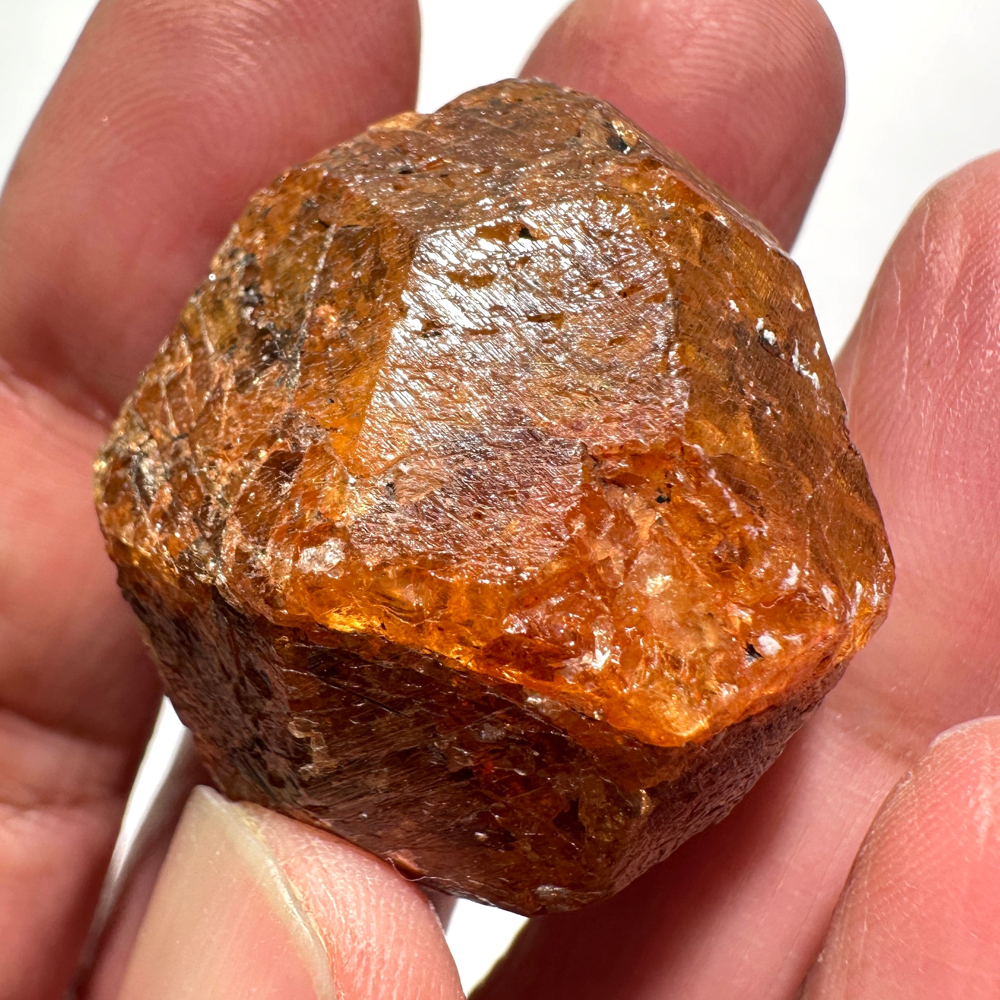Mandarin Spessartite Garnet Crystal, 52.10gm / 260.50ct, Loliondo in Tanzania. 28.8 X 30.8 X 22mm, Untreated Unheated