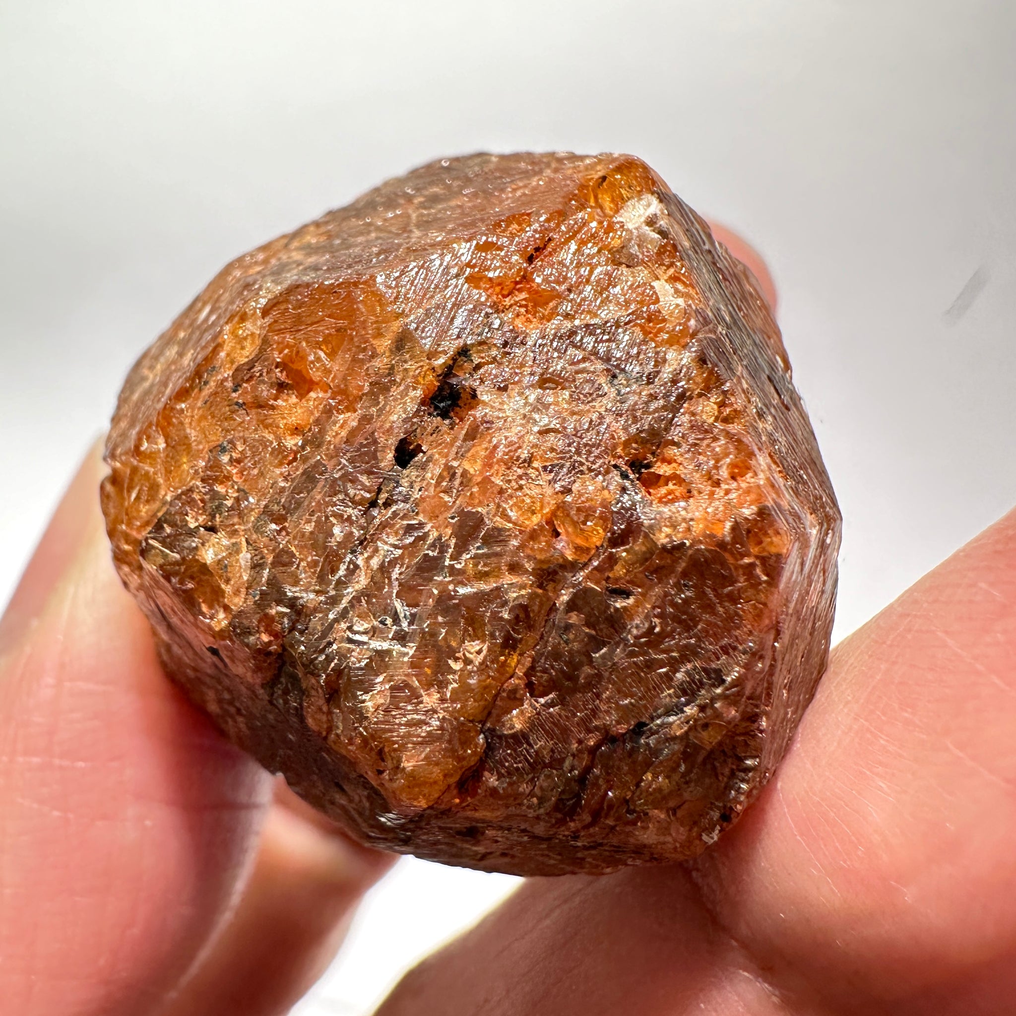 Mandarin Spessartite Garnet Crystal, 52.10gm / 260.50ct, Loliondo in Tanzania. 28.8 X 30.8 X 22mm, Untreated Unheated