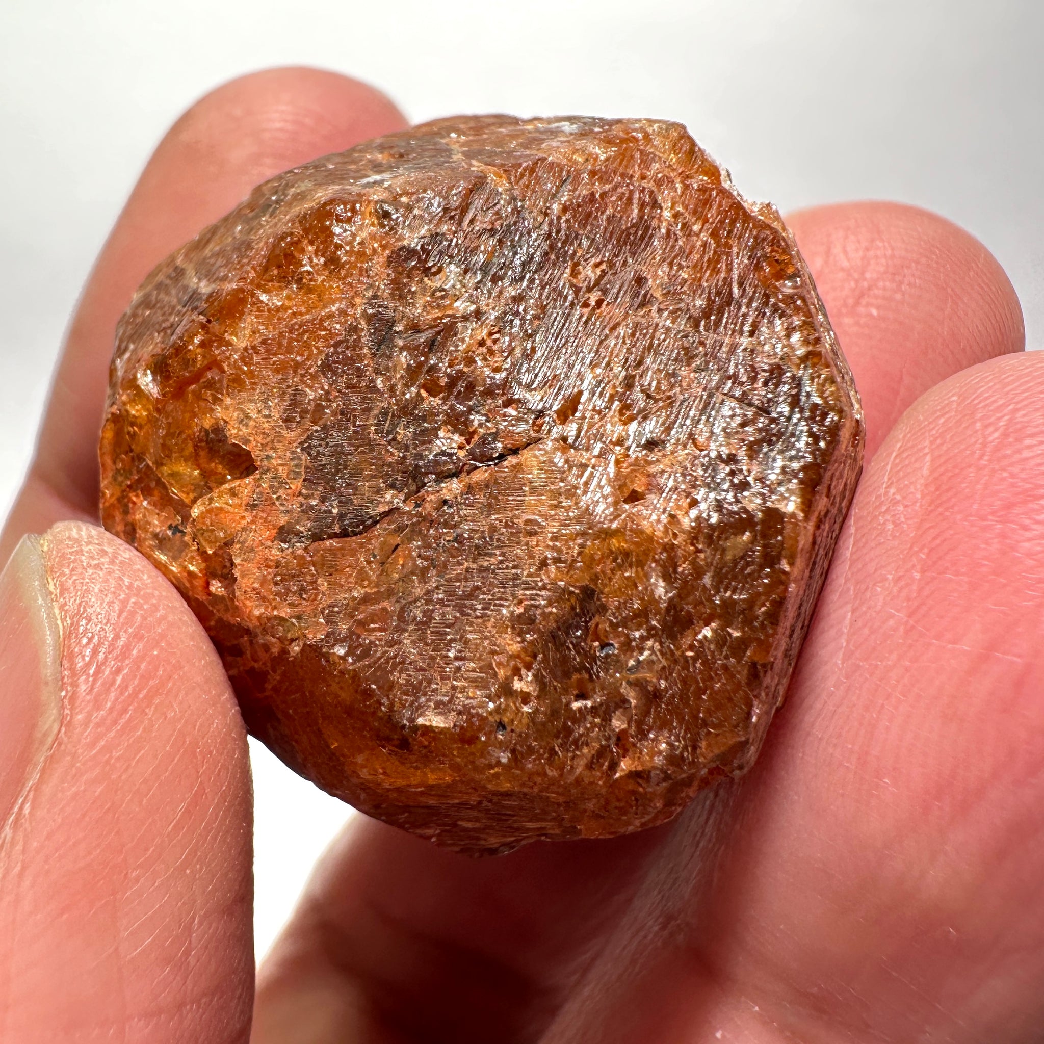 Mandarin Spessartite Garnet Crystal, 52.10gm / 260.50ct, Loliondo in Tanzania. 28.8 X 30.8 X 22mm, Untreated Unheated