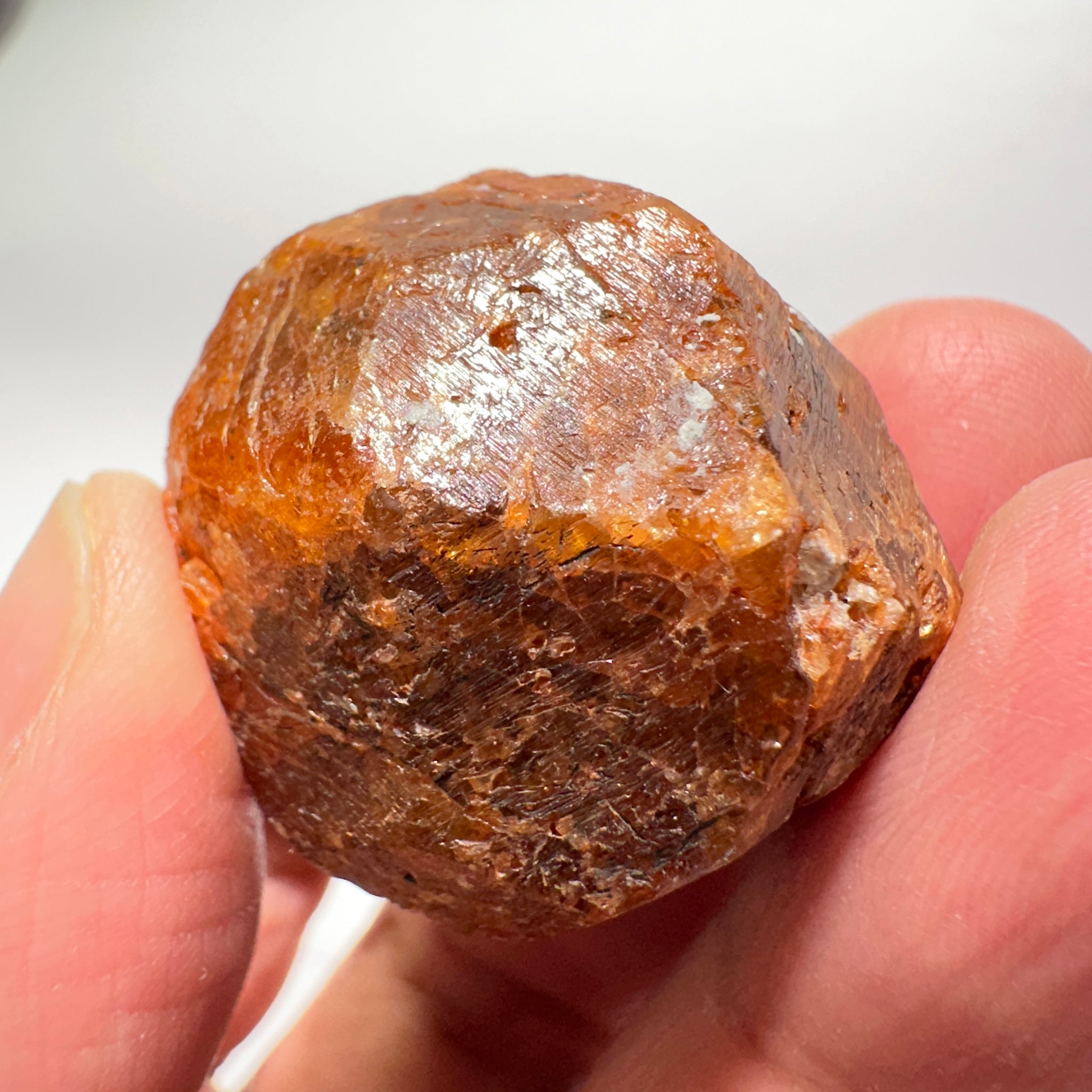 Mandarin Spessartite Garnet Crystal, 52.10gm / 260.50ct, Loliondo in Tanzania. 28.8 X 30.8 X 22mm, Untreated Unheated