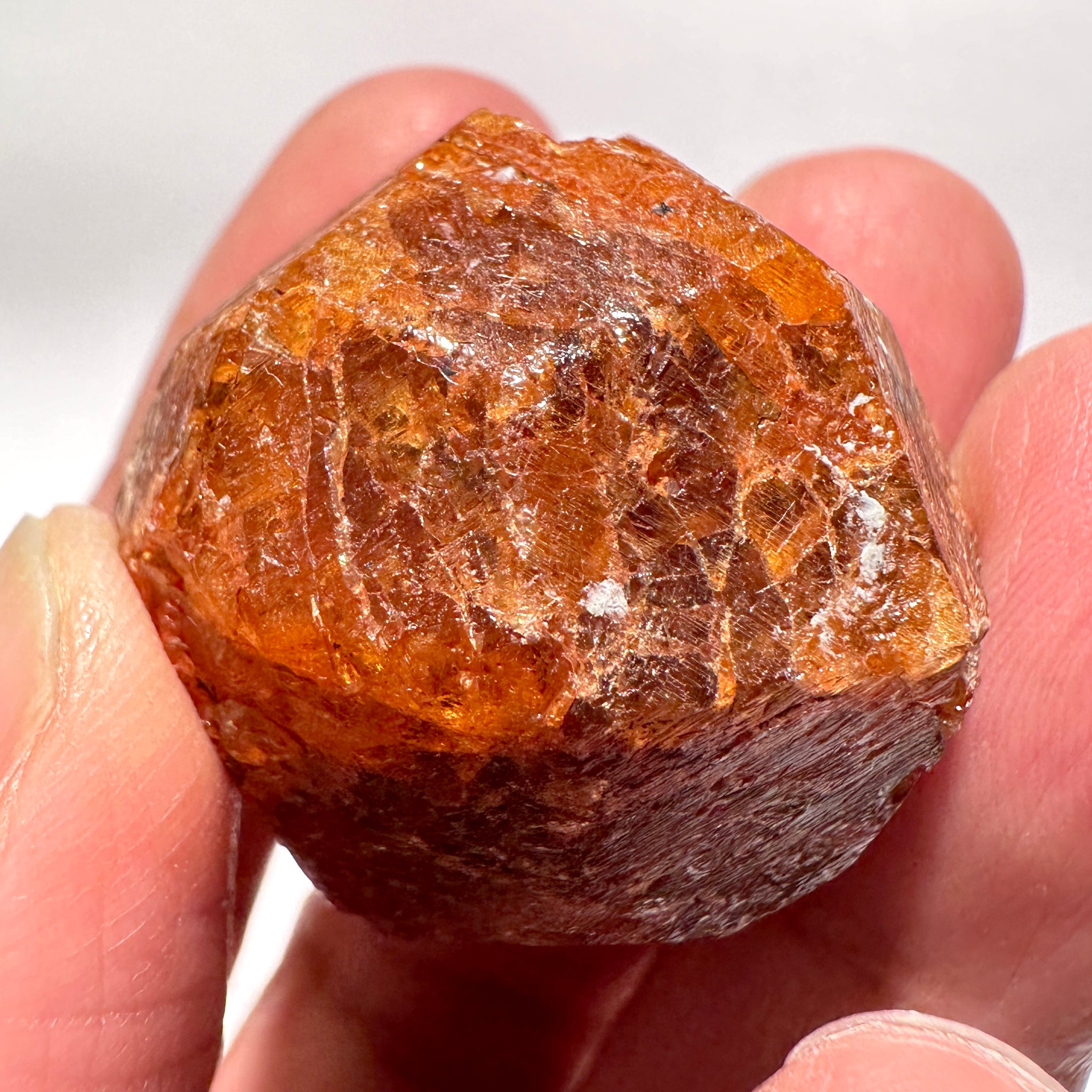 Mandarin Spessartite Garnet Crystal, 52.10gm / 260.50ct, Loliondo in Tanzania. 28.8 X 30.8 X 22mm, Untreated Unheated