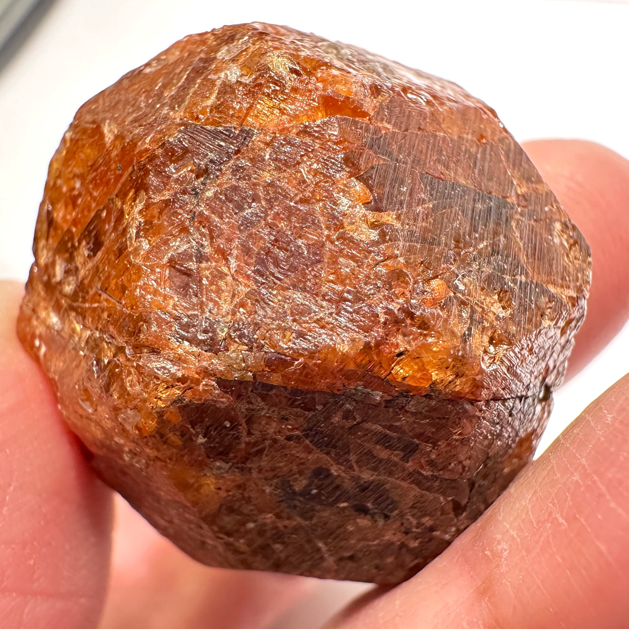 Mandarin Spessartite Garnet Crystal, 52.10gm / 260.50ct, Loliondo in Tanzania. 28.8 X 30.8 X 22mm, Untreated Unheated