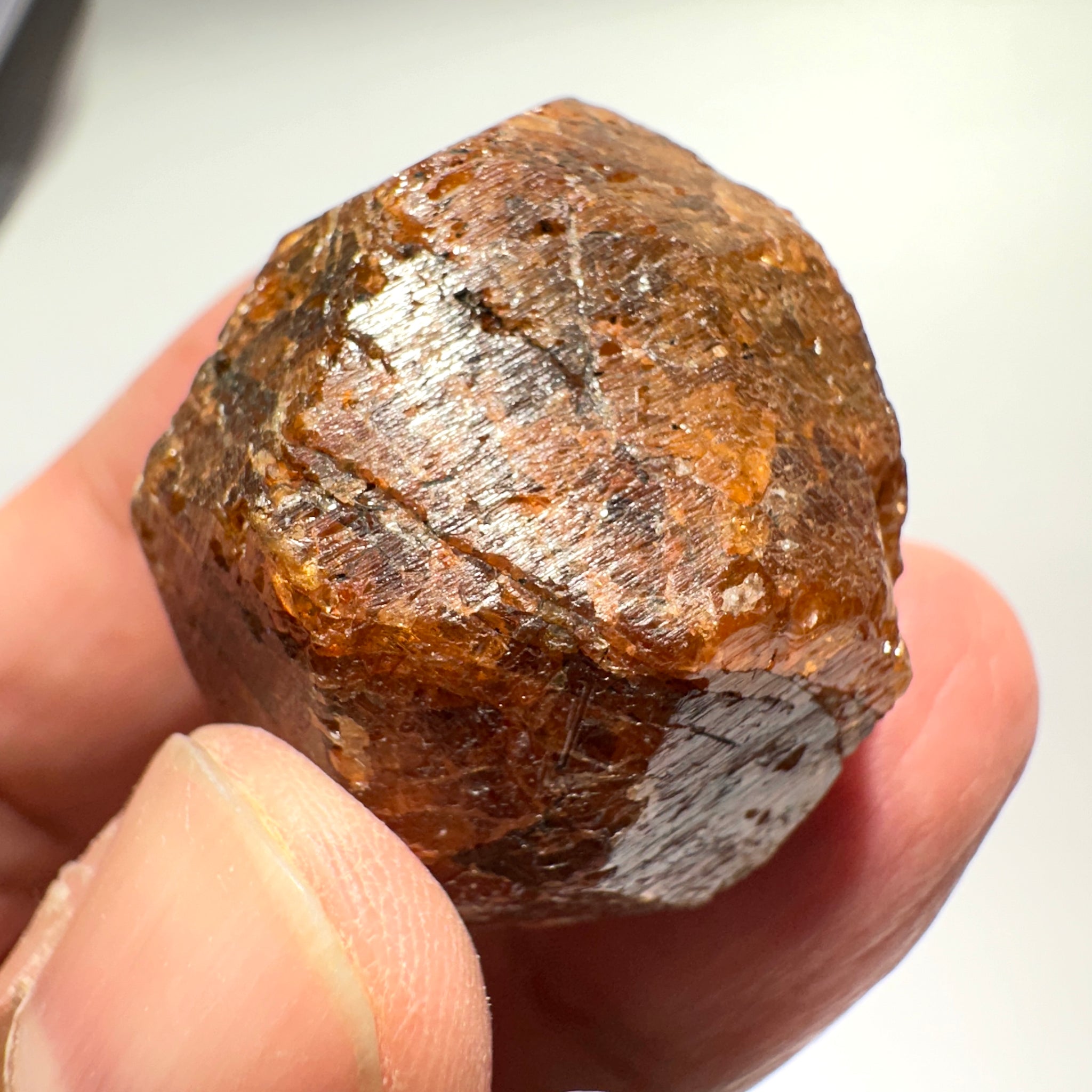 Mandarin Spessartite Garnet Crystal, 52.10gm / 260.50ct, Loliondo in Tanzania. 28.8 X 30.8 X 22mm, Untreated Unheated