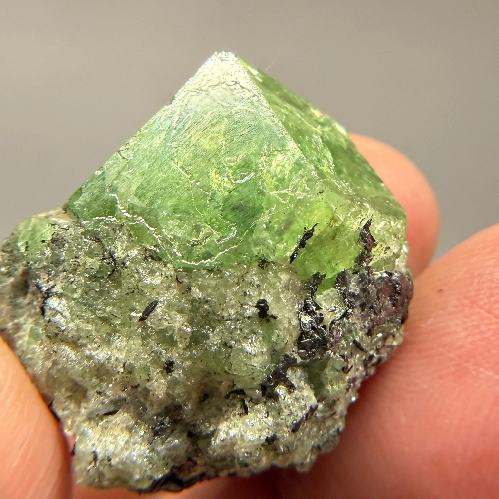 Tsavorite Garnet Crystal on Matrix, 15.1gm, Merelani, Tanzania, Untreated Unheated