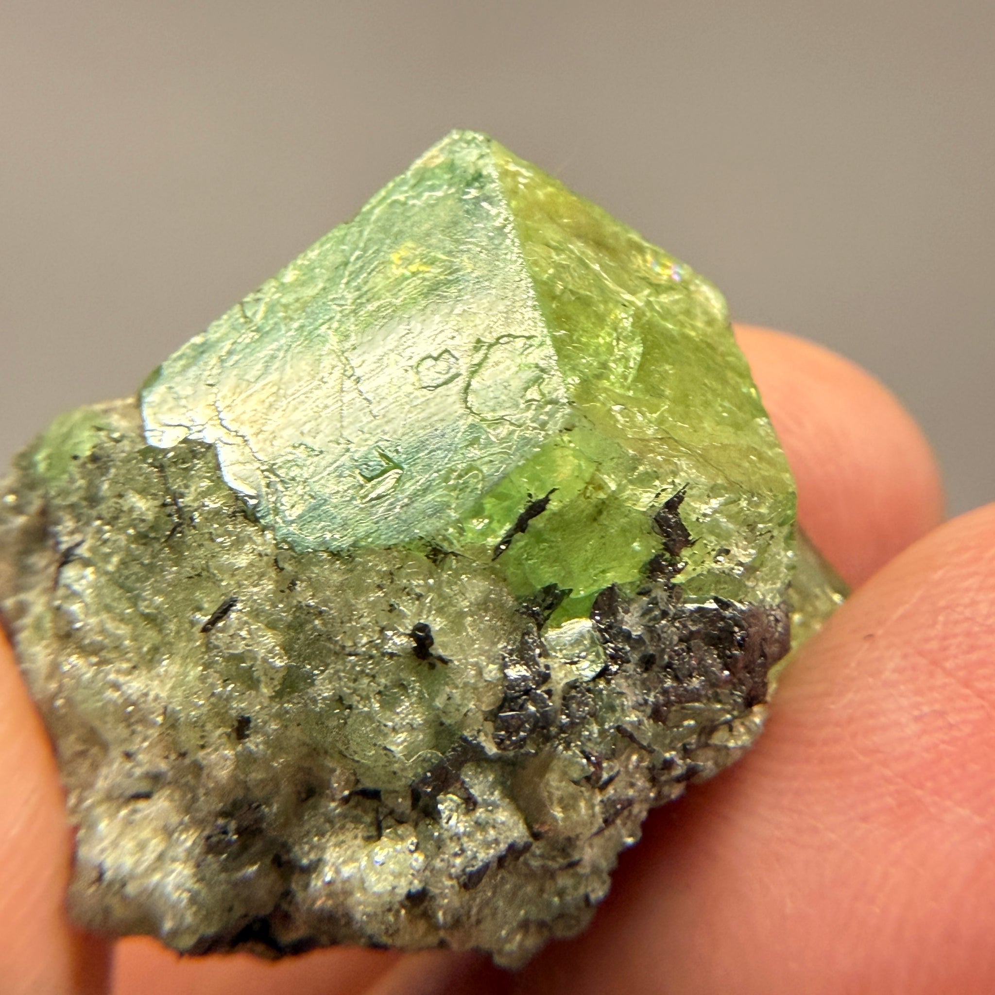 Tsavorite Garnet Crystal on Matrix, 15.1gm, Merelani, Tanzania, Untreated Unheated