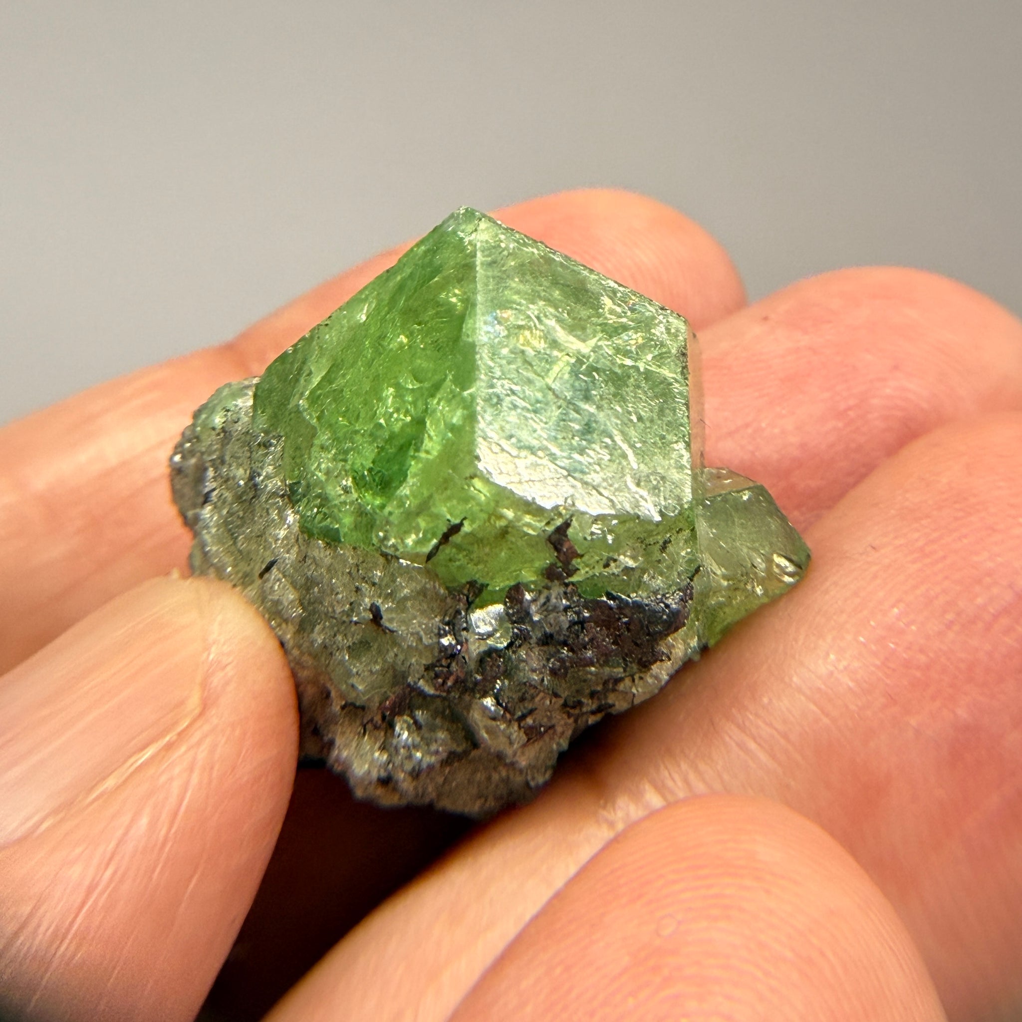 Tsavorite Garnet Crystal on Matrix, 15.1gm, Merelani, Tanzania, Untreated Unheated