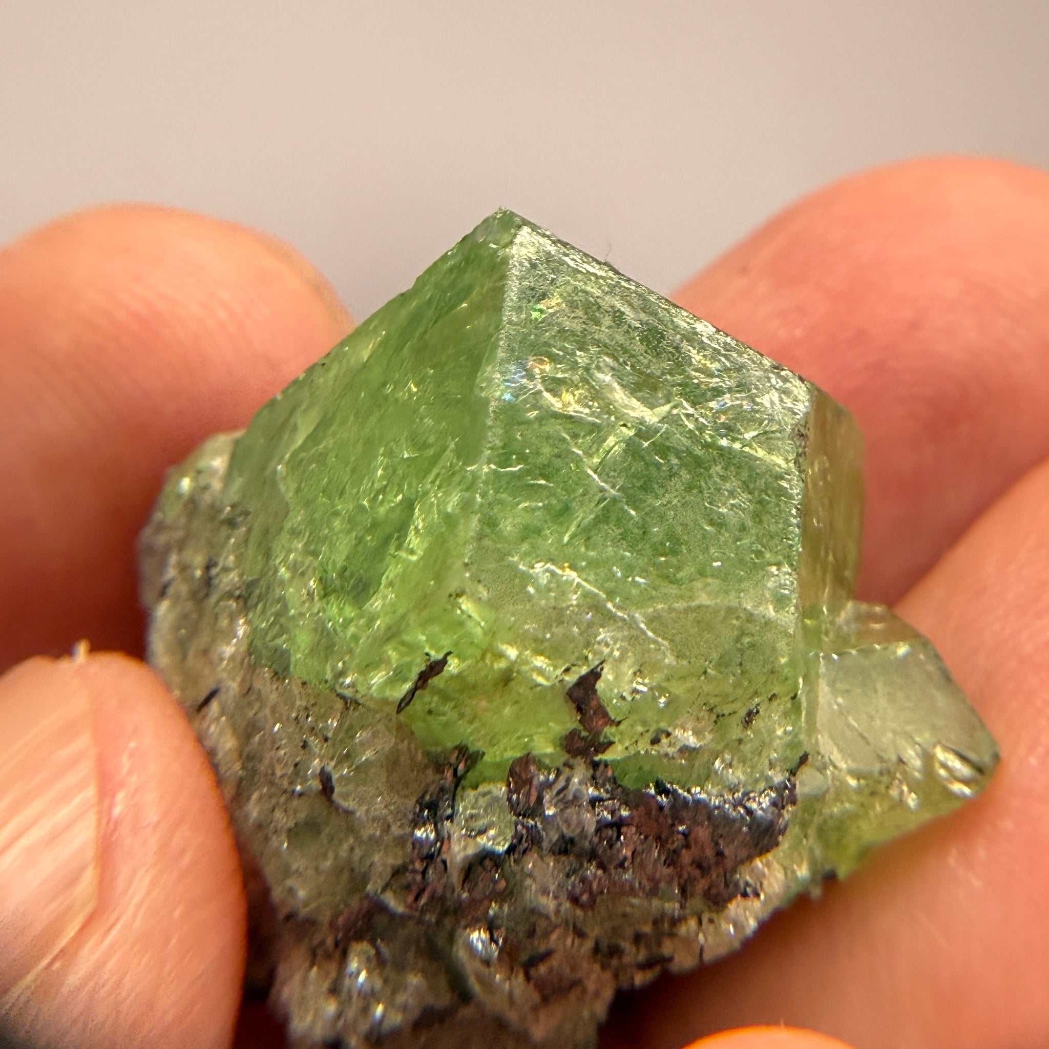 Tsavorite Garnet Crystal on Matrix, 15.1gm, Merelani, Tanzania, Untreated Unheated