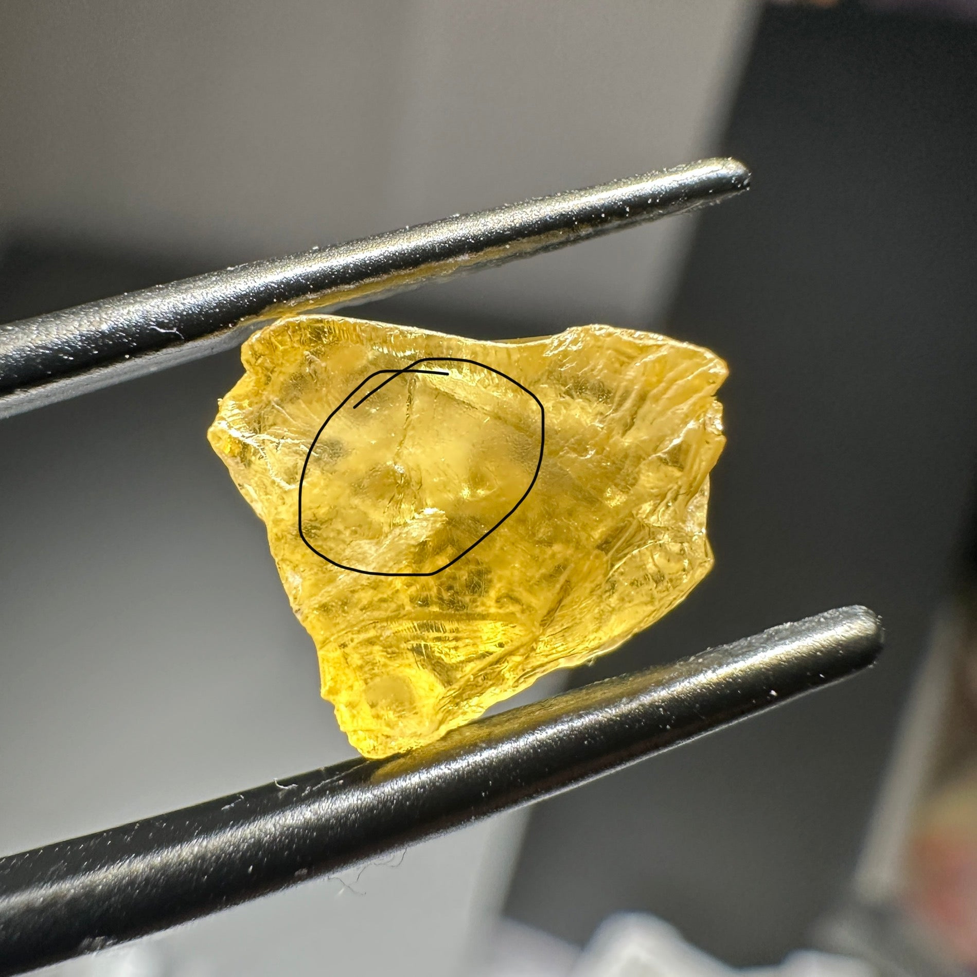 Danburite, 3.69ct, Silky inclusions, Tanzania. Untreated Unheated. I have circled the silk