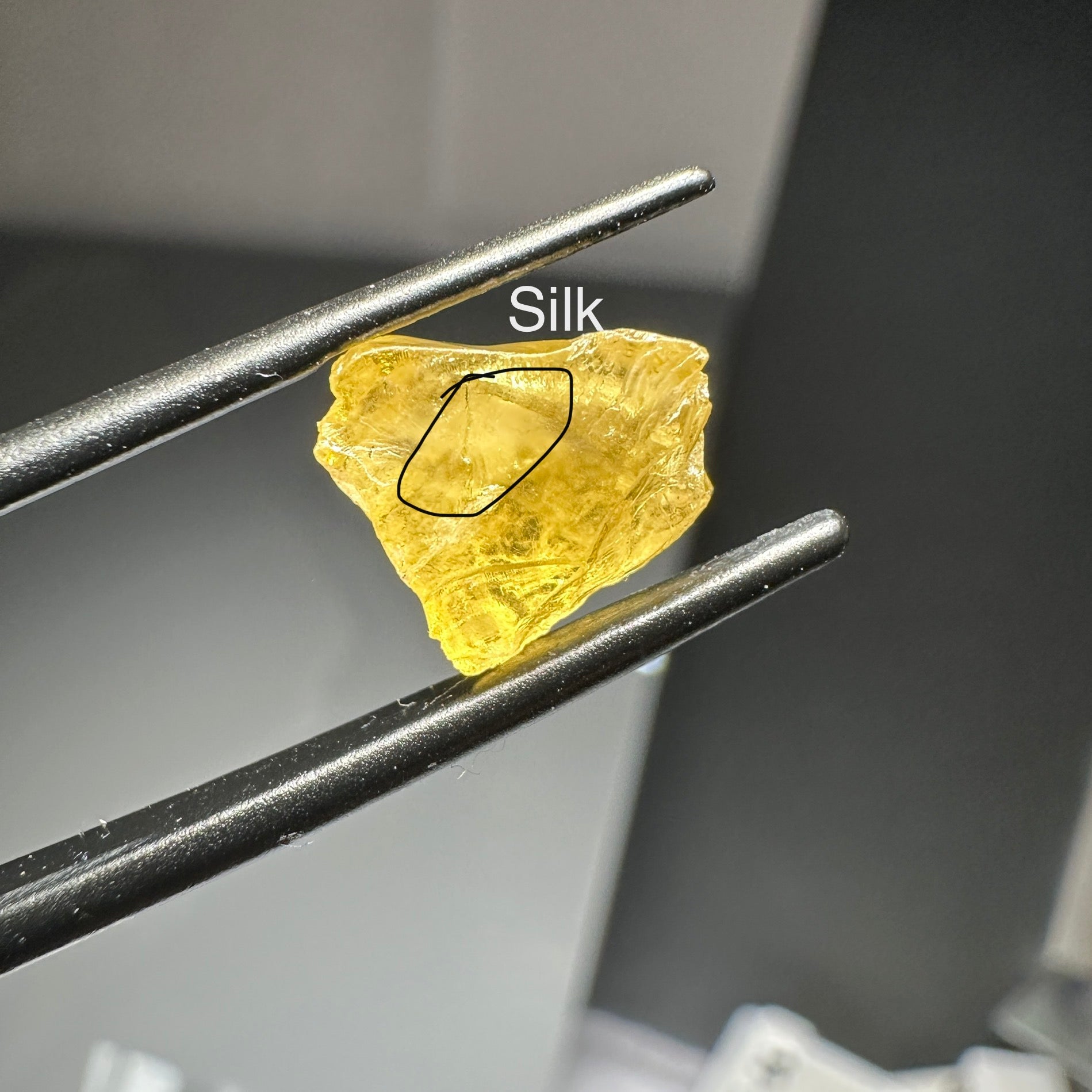 3.69ct Danburite, Silky inclusions, Tanzania. Untreated Unheated. I have circled the silk