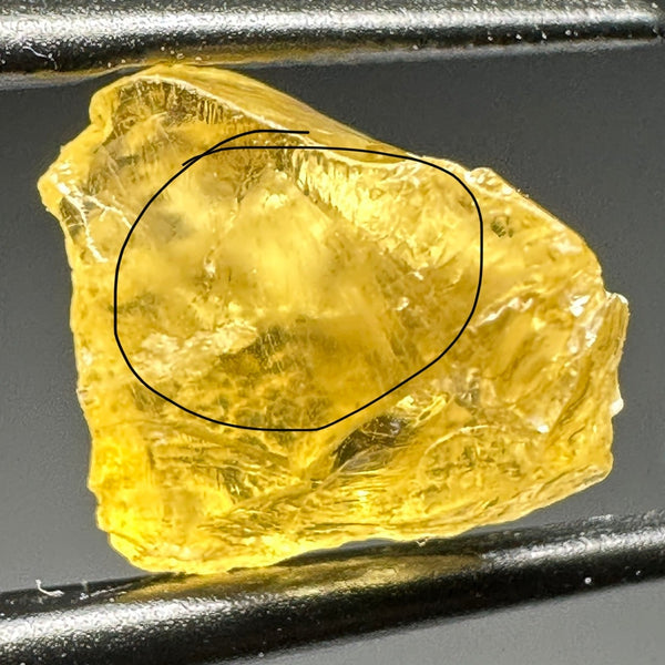 Danburite, 3.69ct, Silky inclusions, Tanzania. Untreated Unheated. I have circled the silk