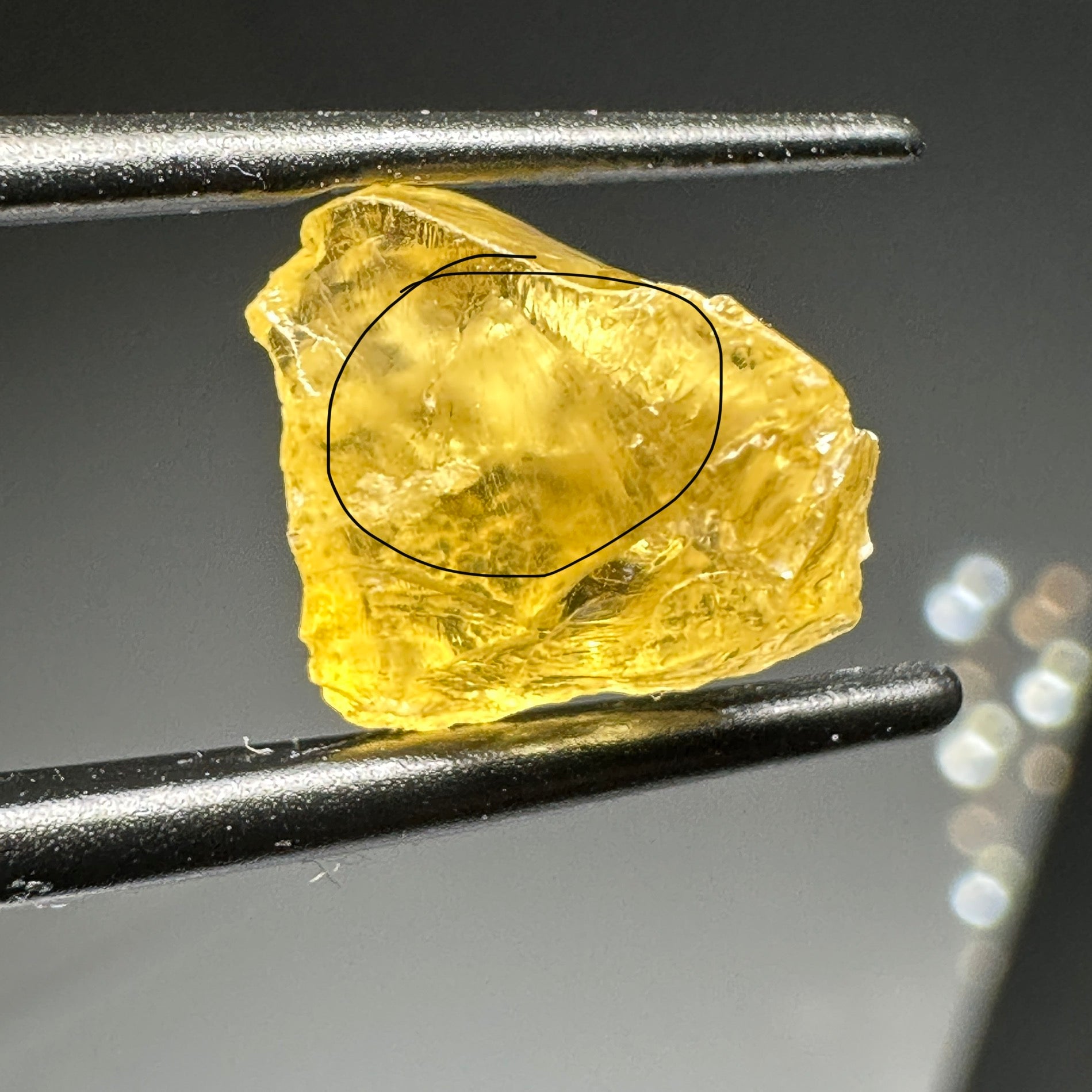 3.69ct Danburite, Silky inclusions, Tanzania. Untreated Unheated. I have circled the silk