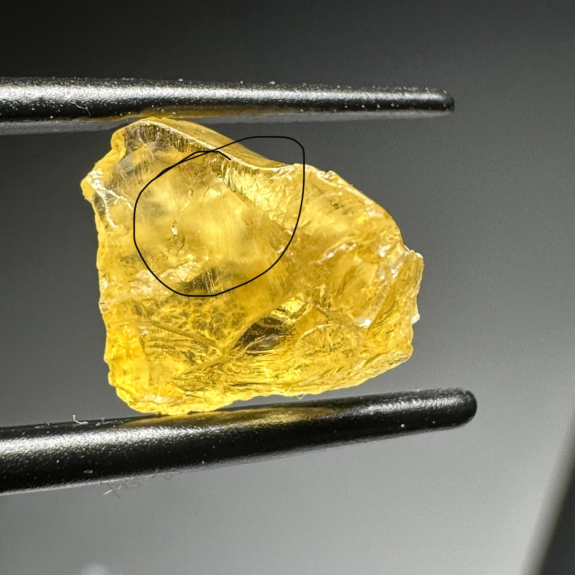 Danburite, 3.69ct, Silky inclusions, Tanzania. Untreated Unheated. I have circled the silk
